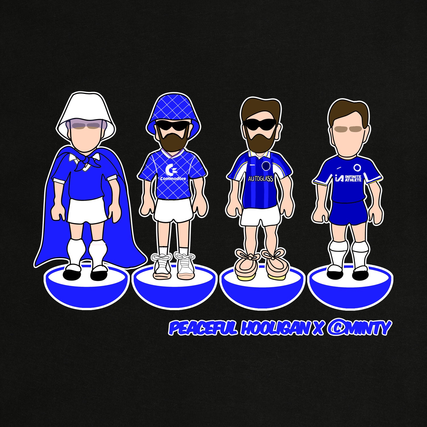 The Blues Subbuteo T-Shirt Black - Peaceful Hooligan