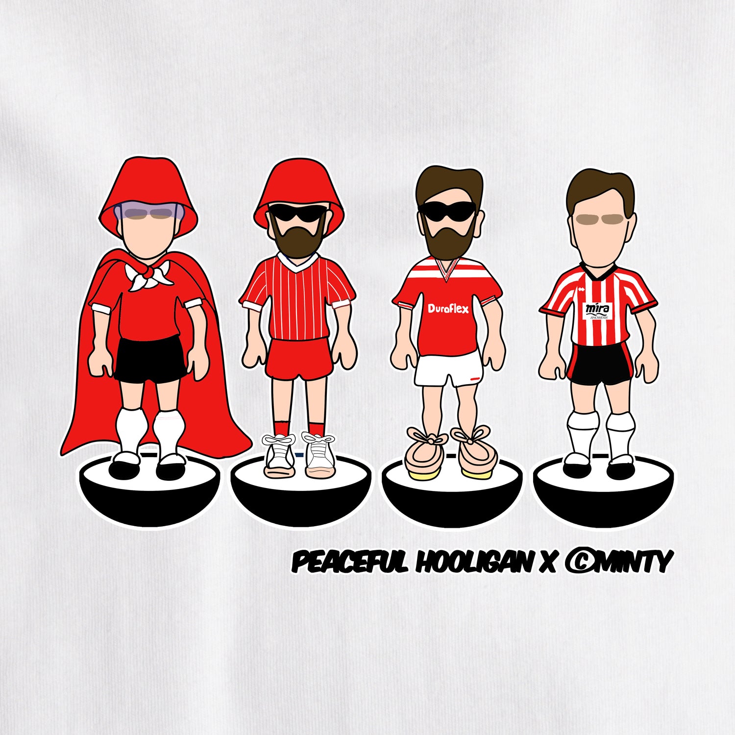 Cheltenham Town Subbuteo T-Shirt White - Peaceful Hooligan