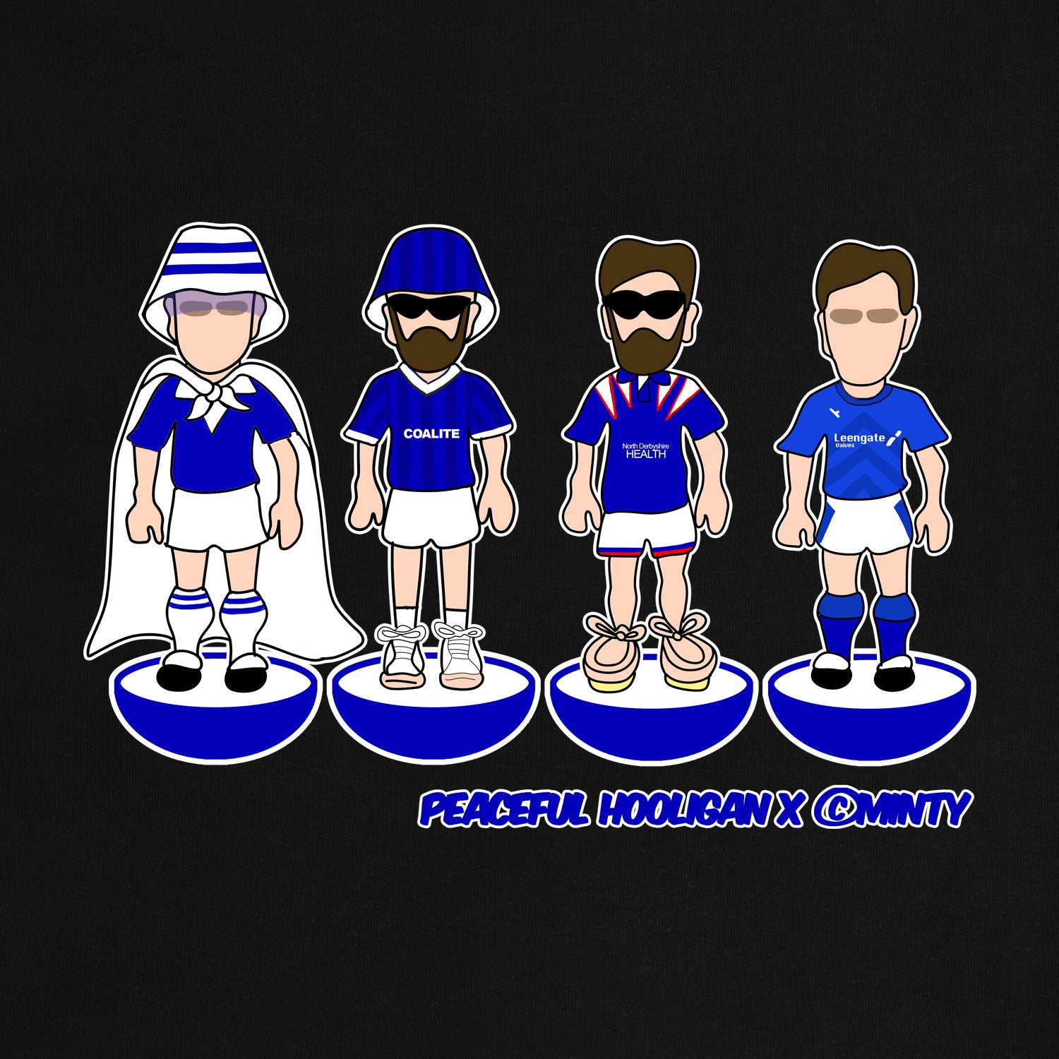 Chesterfield Subbuteo T-Shirt Black - Peaceful Hooligan