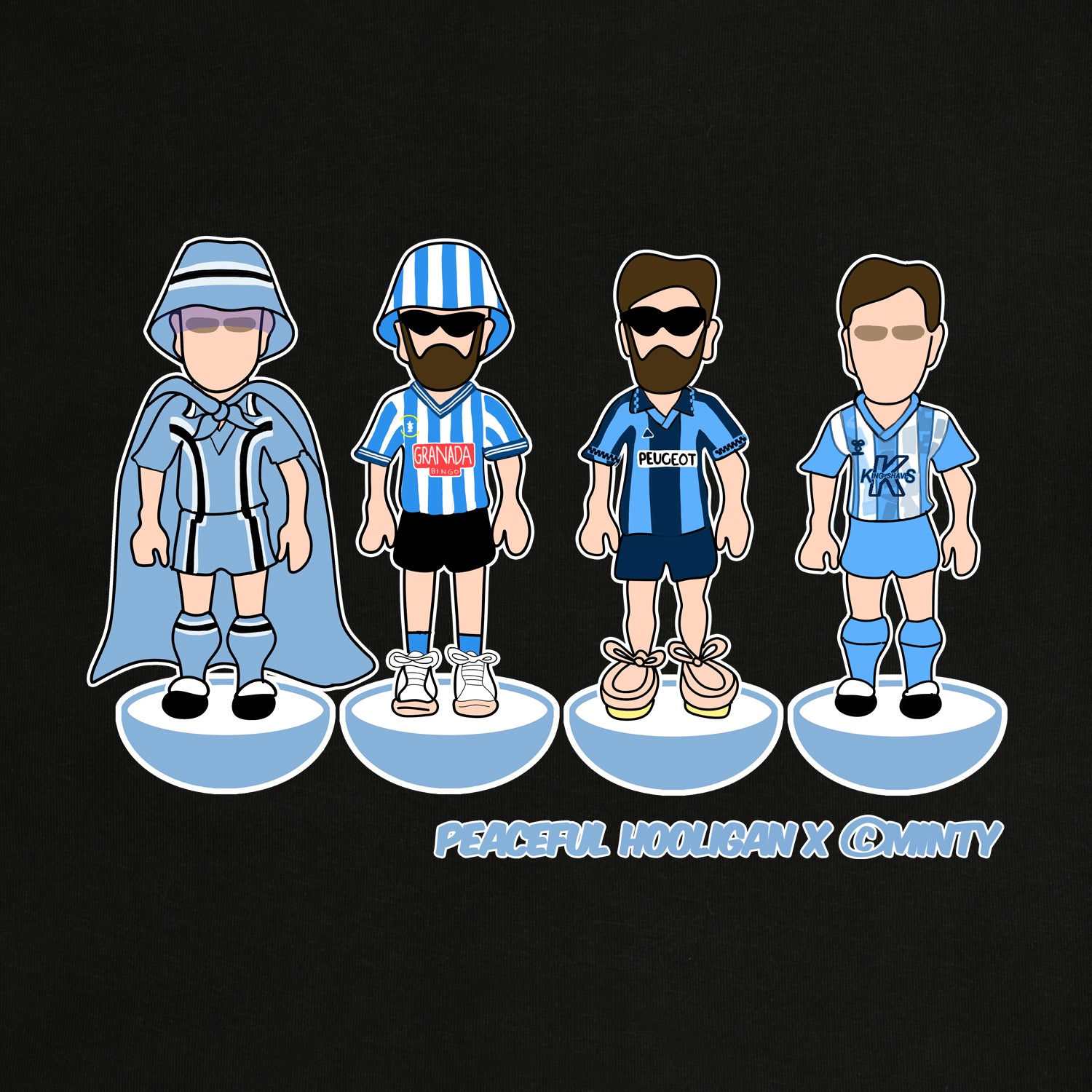 Coventry City Subbuteo Hoodie Black - Peaceful Hooligan