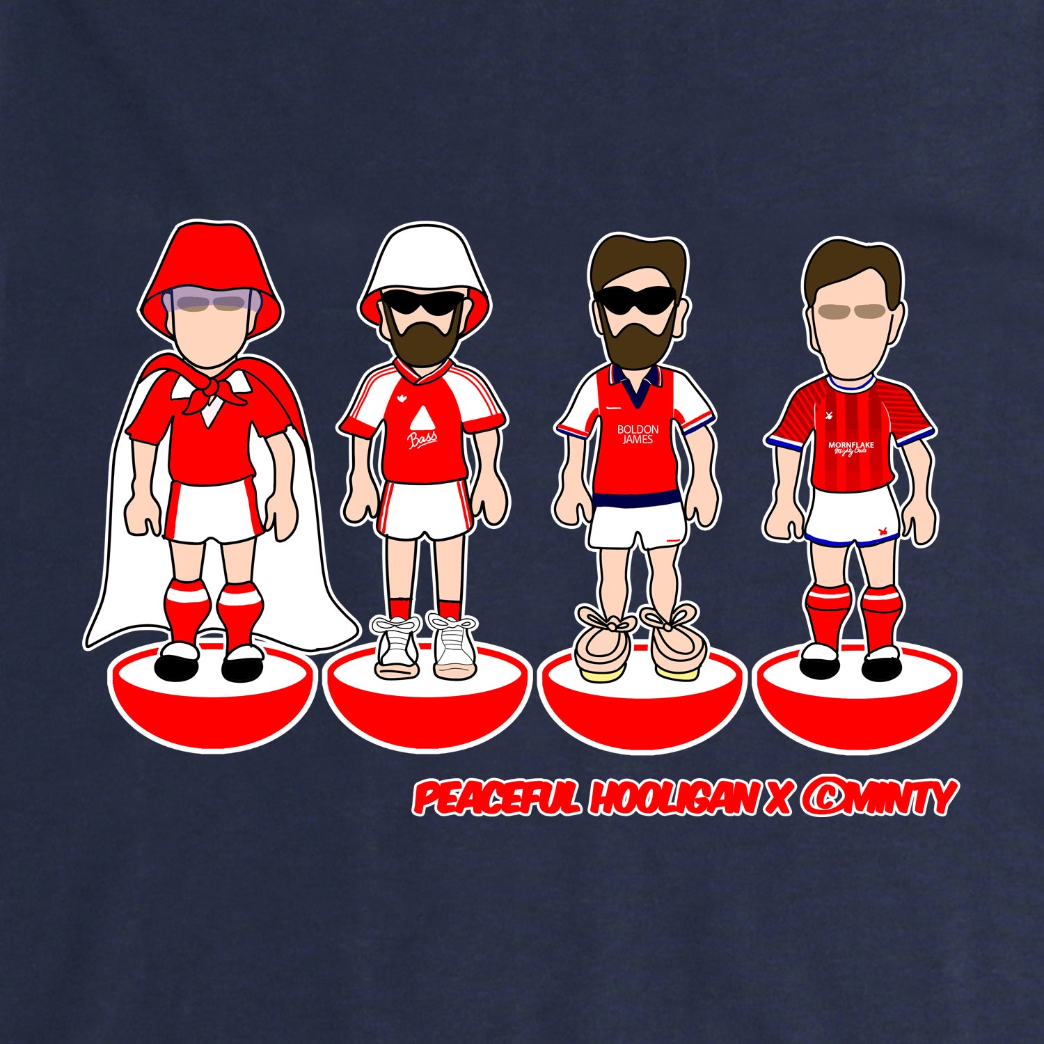 Crewe Subbuteo Hoodie Navy - Peaceful Hooligan