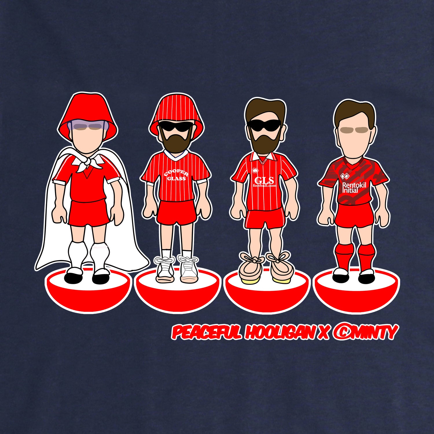 Crawley Town Subbuteo T-Shirt Navy - Peaceful Hooligan