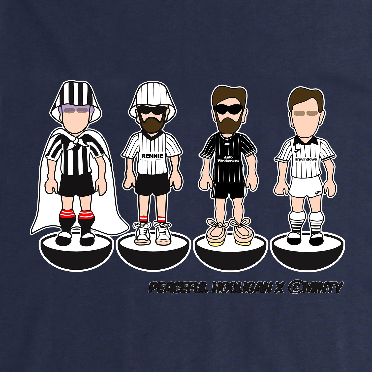 Dunfermline Athletic Subbuteo T-Shirt Navy - Peaceful Hooligan