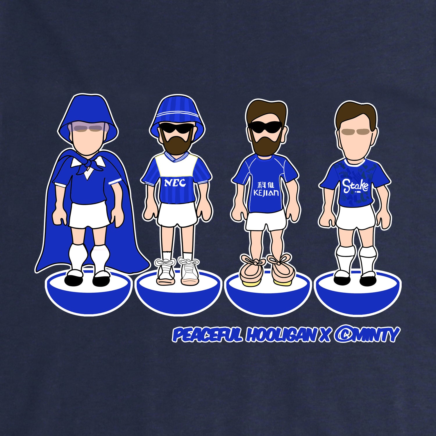 Goodison Subbuteo T-Shirt Navy - Peaceful Hooligan