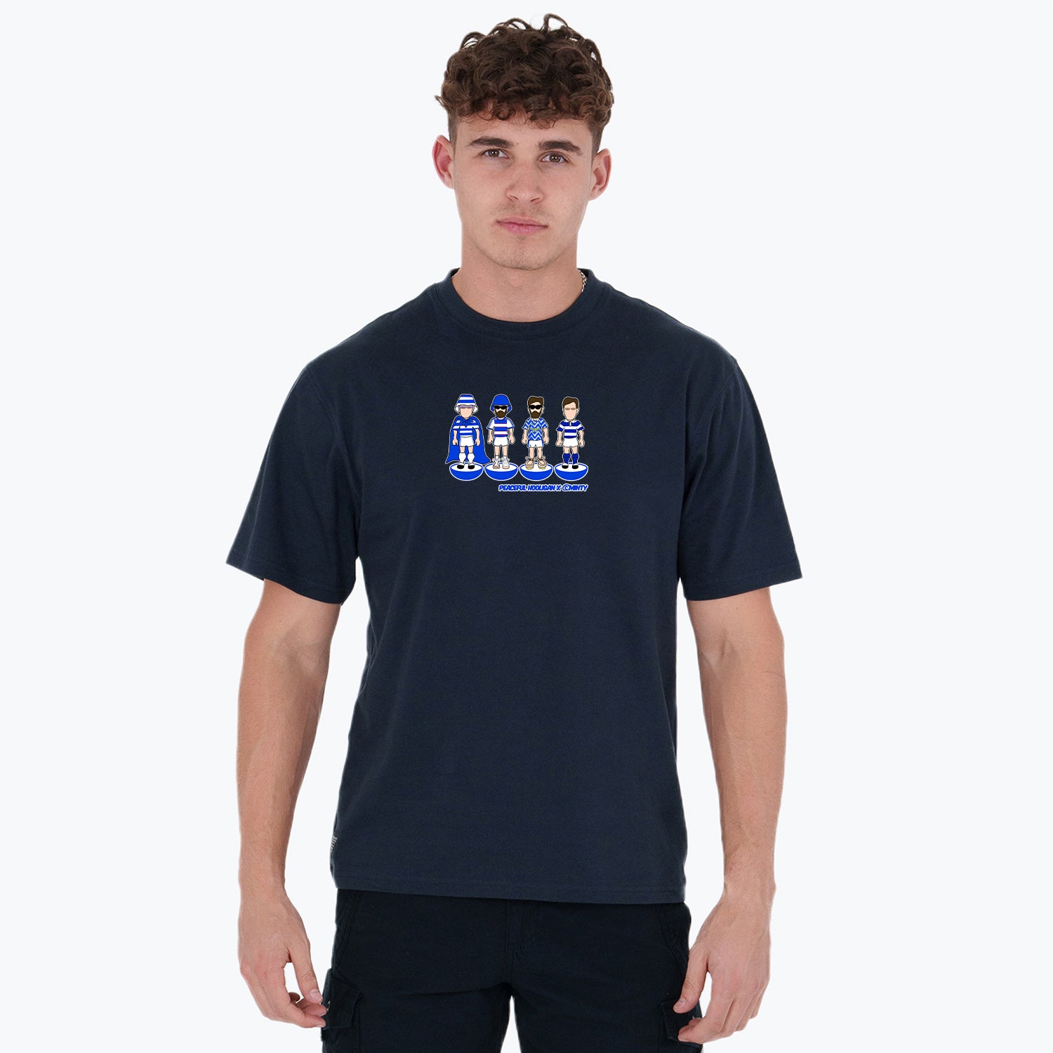 Greenock Morton Subbuteo T-Shirt Navy - Peaceful Hooligan