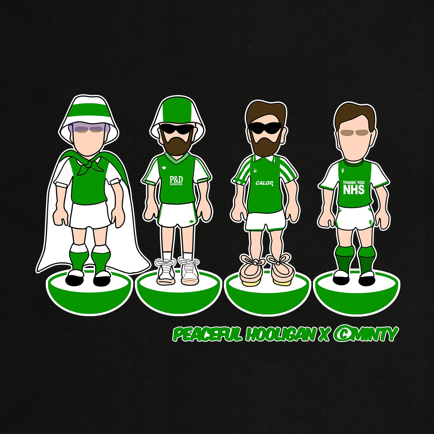 Hibernian Subbuteo Sweatshirt Black - Peaceful Hooligan