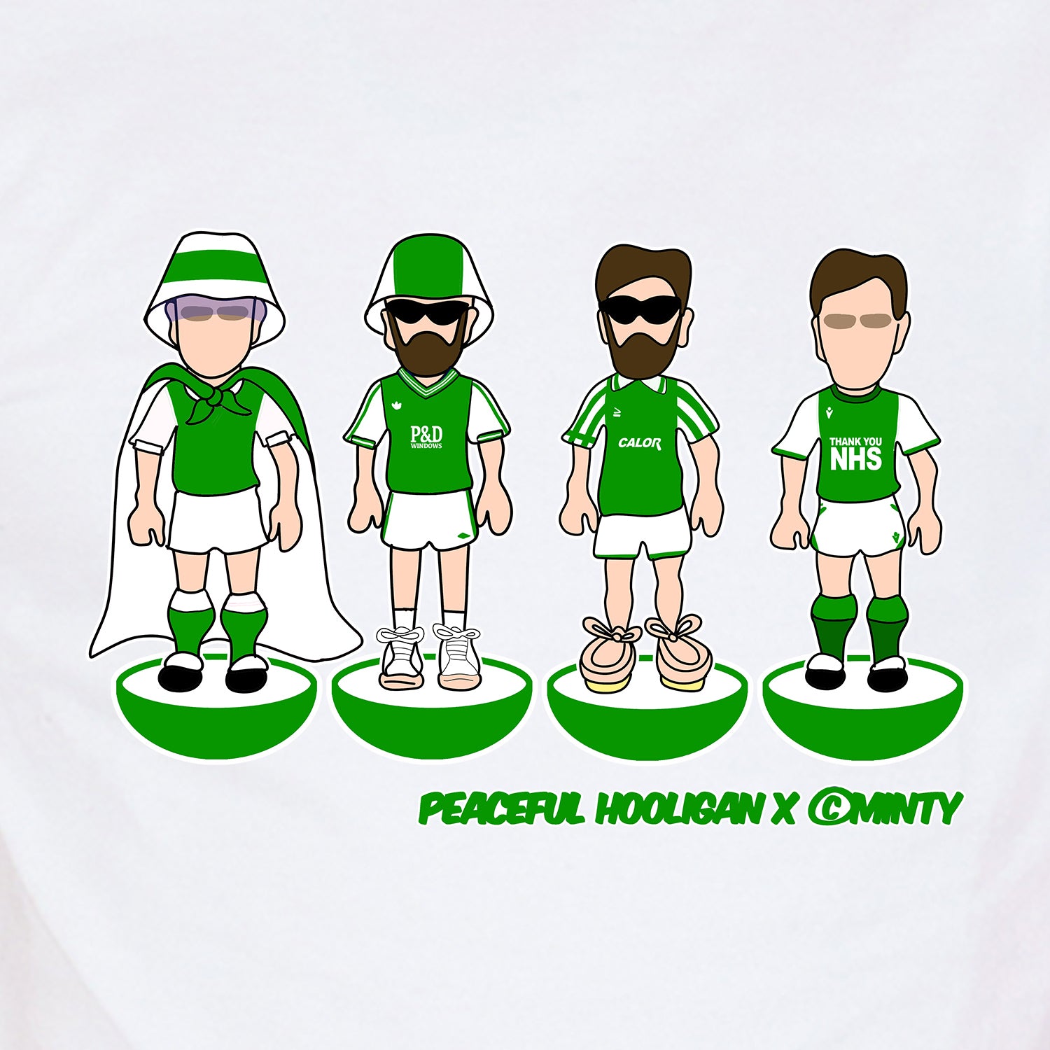 Hibernian Subbuteo T-Shirt White - Peaceful Hooligan
