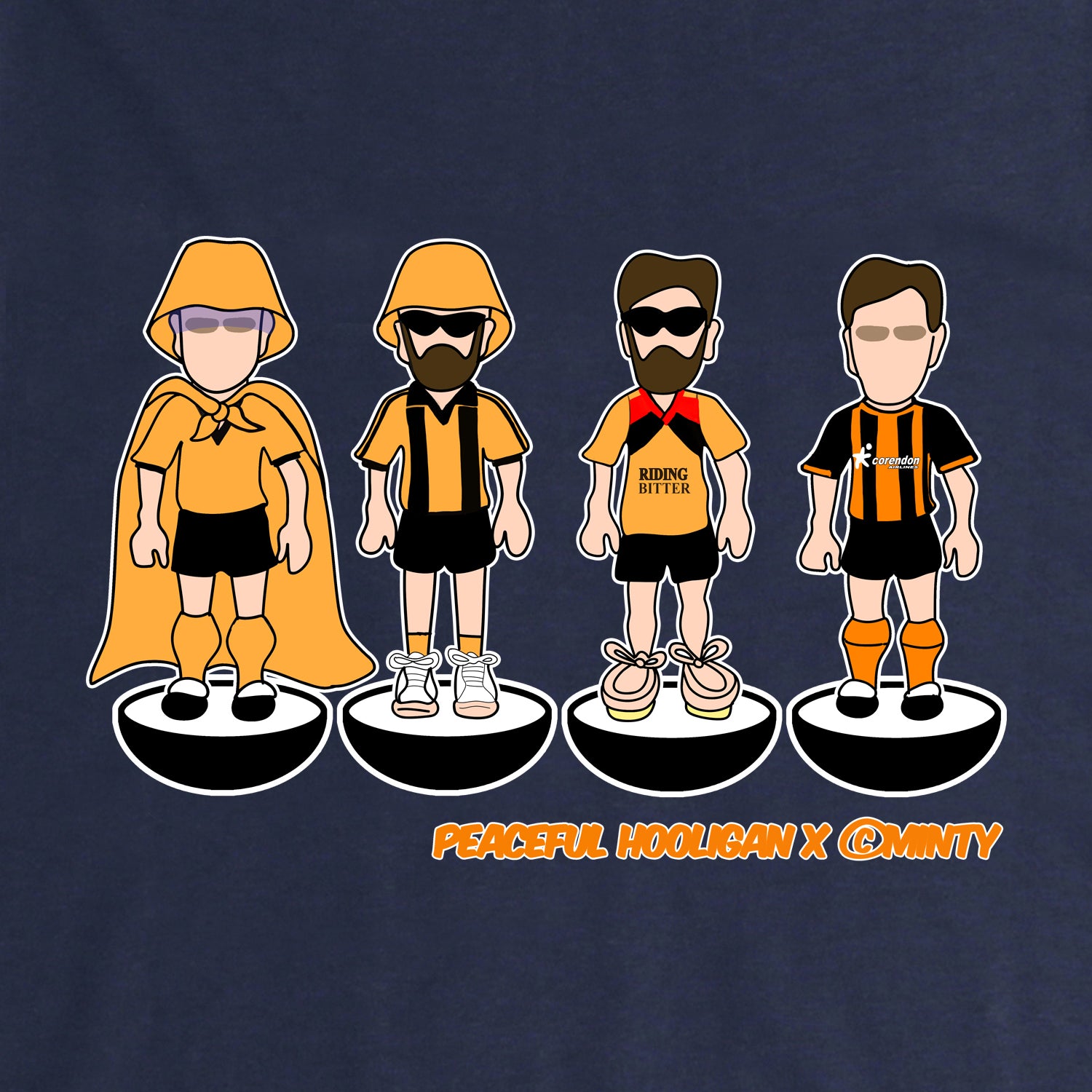 Hull City Subbuteo T-Shirt Navy - Peaceful Hooligan