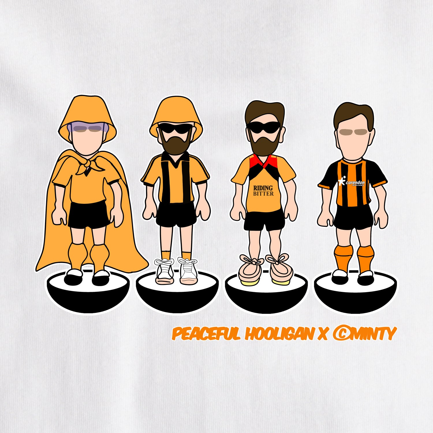 Hull City Subbuteo T-Shirt White - Peaceful Hooligan