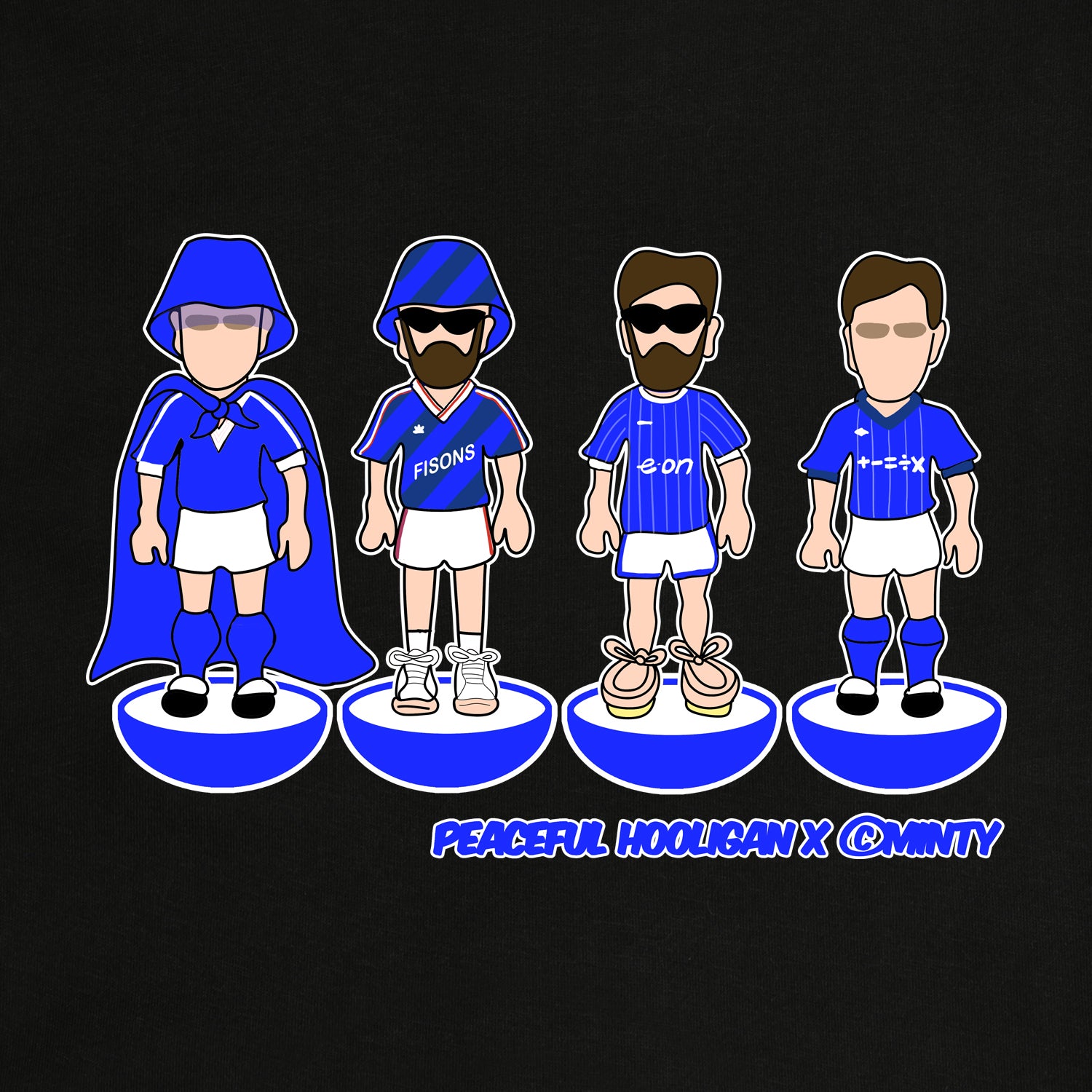 Ipswich Subbuteo T-Shirt Black - Peaceful Hooligan