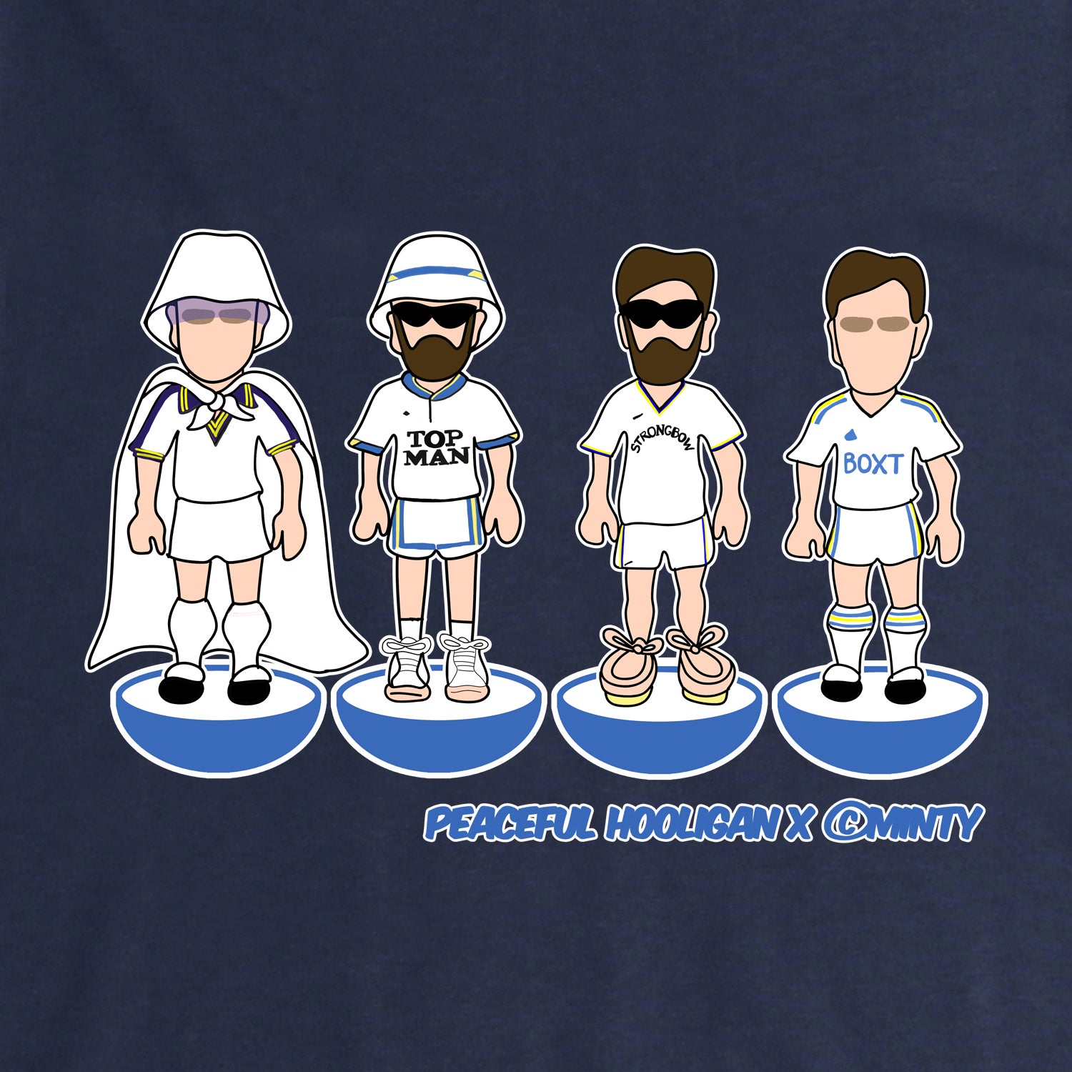 Leeds Subbuteo Sweatshirt Navy - Peaceful Hooligan