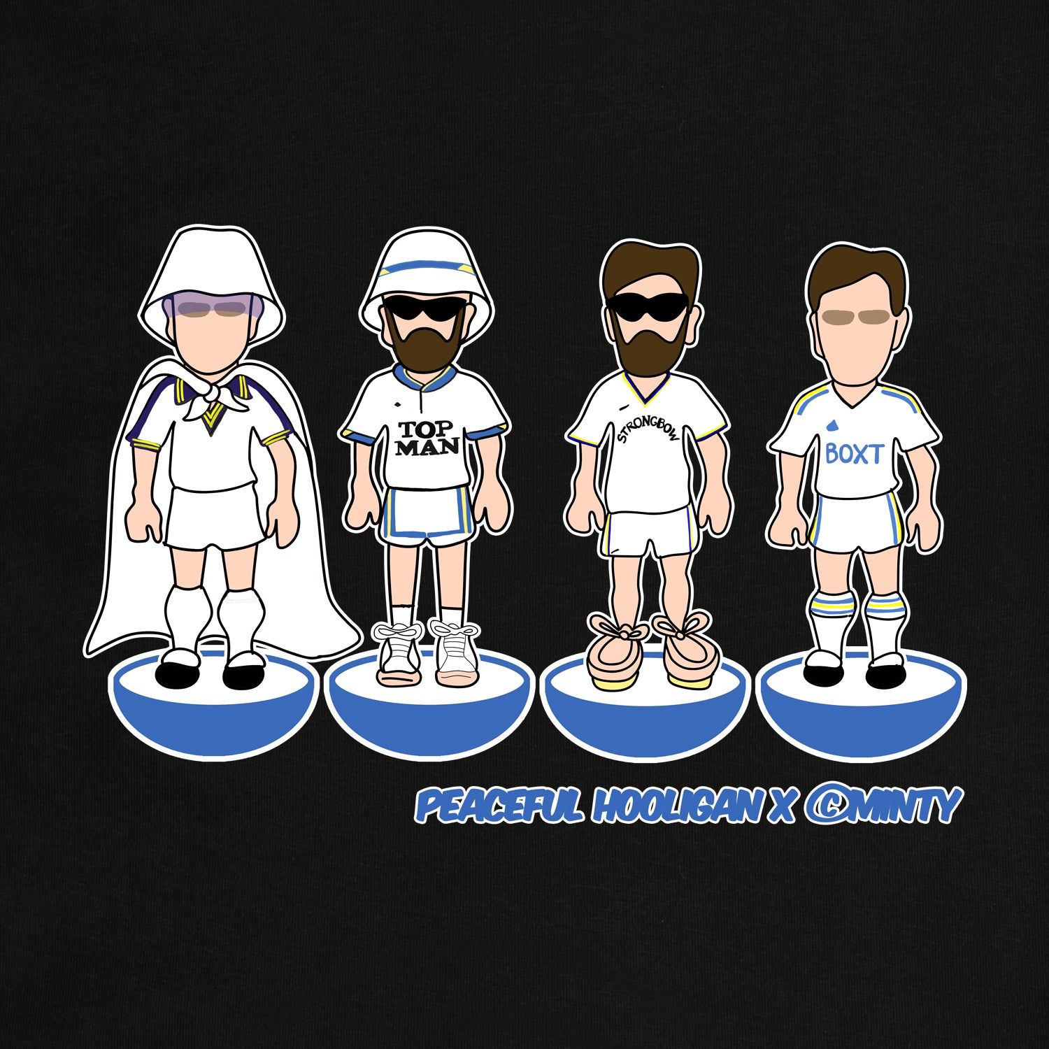 Leeds Subbuteo T-Shirt Black - Peaceful Hooligan