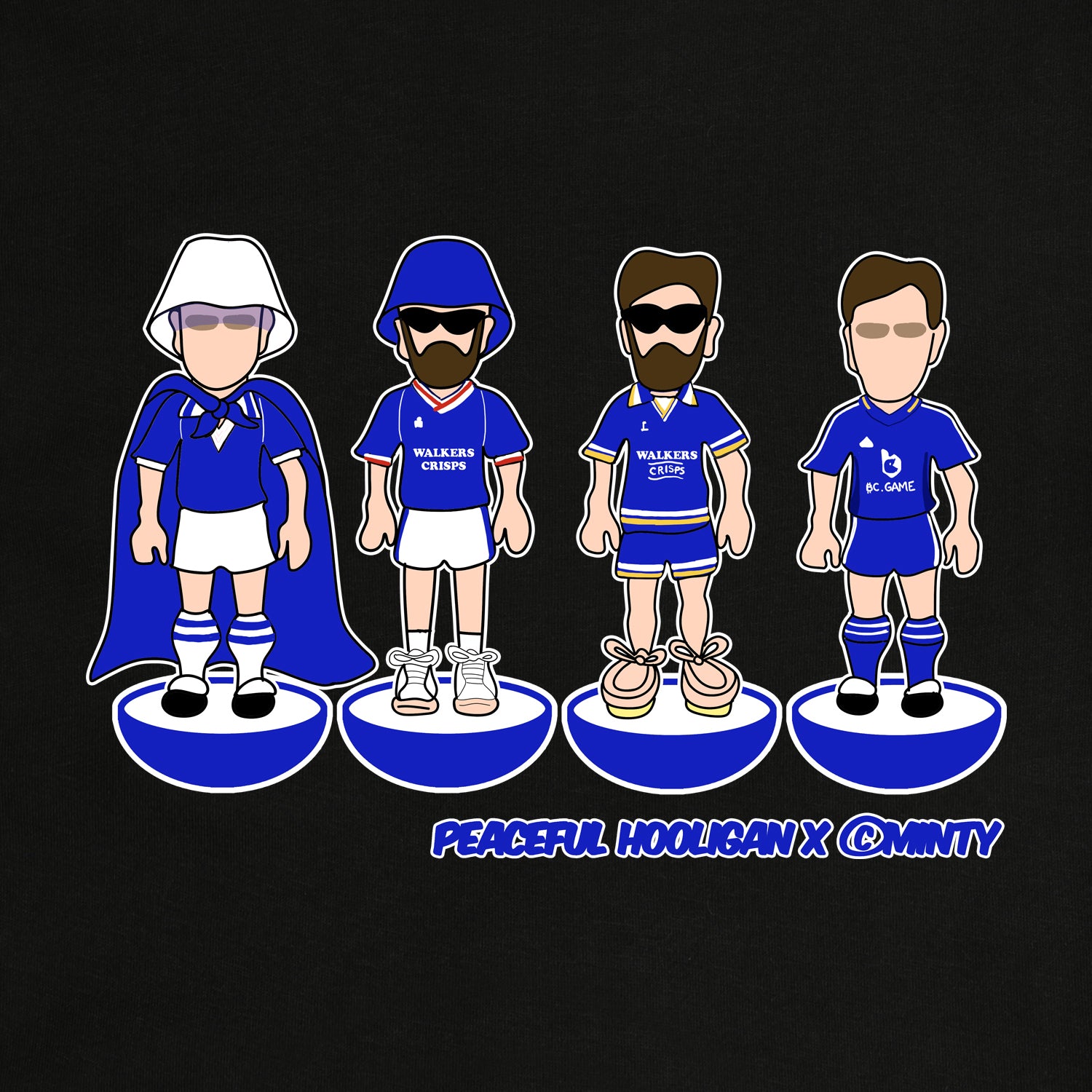 Leicester City Subbuteo T-Shirt Black - Peaceful Hooligan