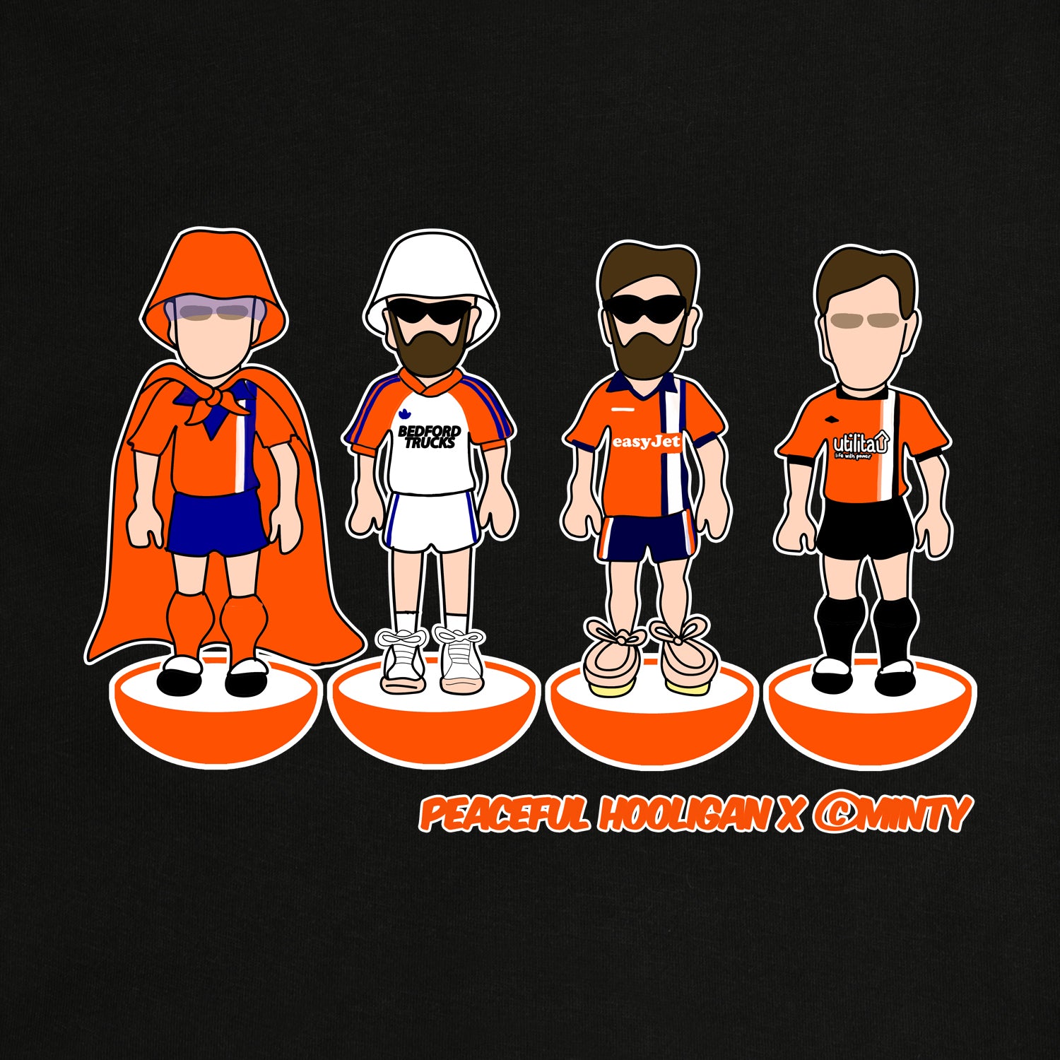 Luton Subbuteo Hoodie Black - Peaceful Hooligan