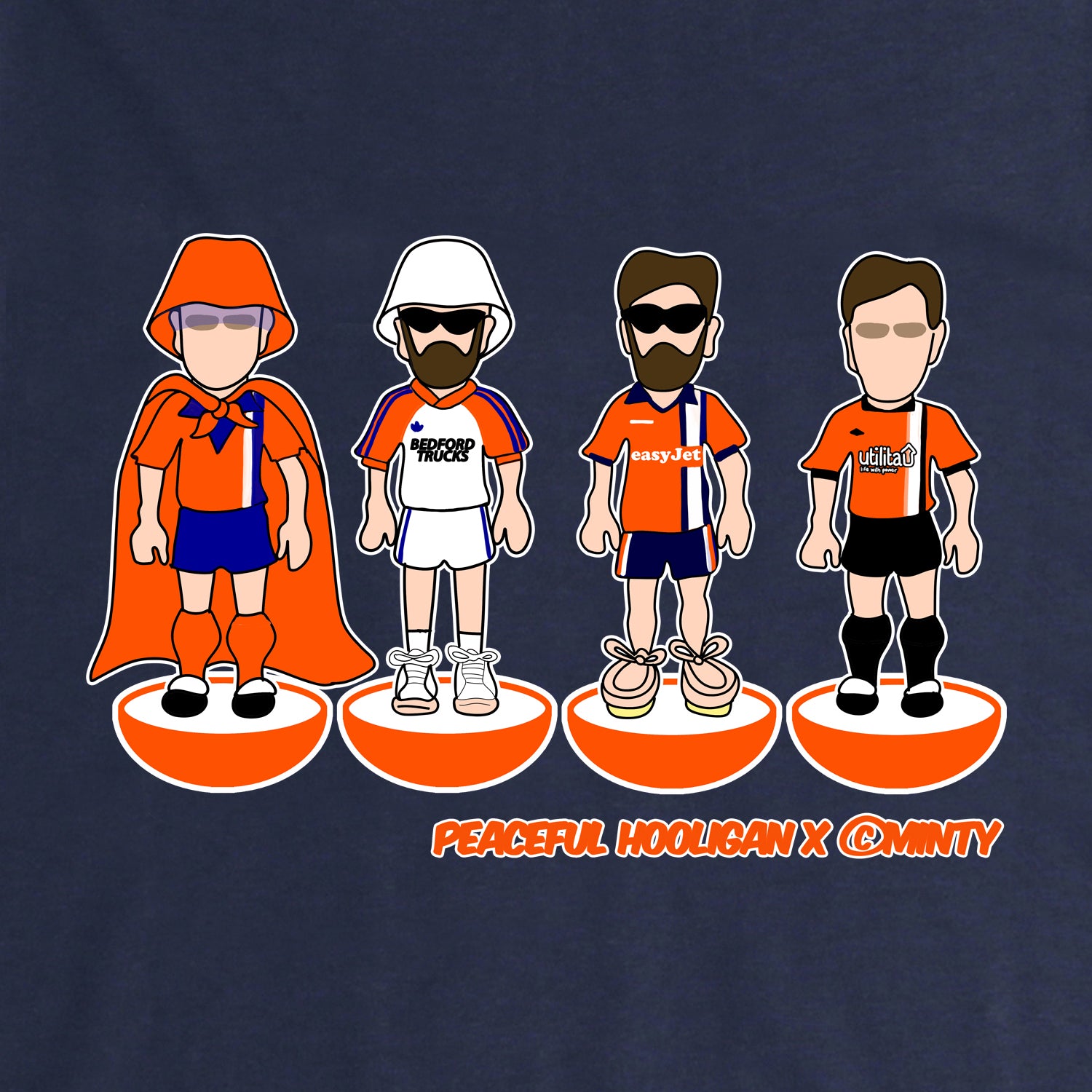 Luton Subbuteo Hoodie Navy - Peaceful Hooligan