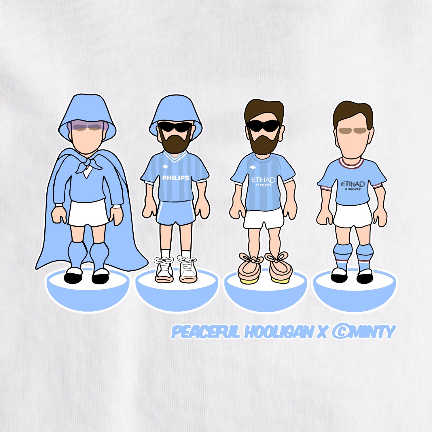 Manchester City Subbuteo T-Shirt White - Peaceful Hooligan