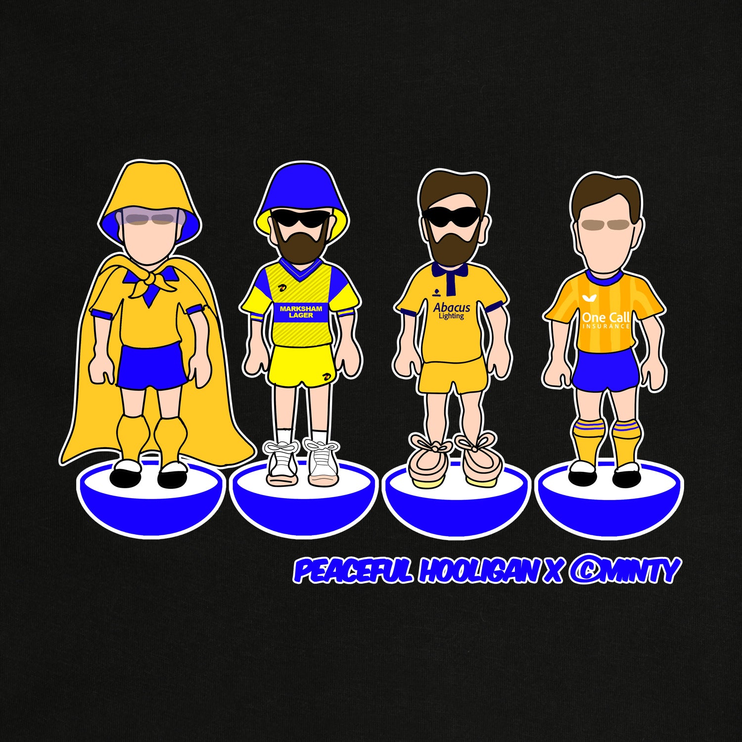 Mansfield Town Subbuteo T-Shirt Black - Peaceful Hooligan