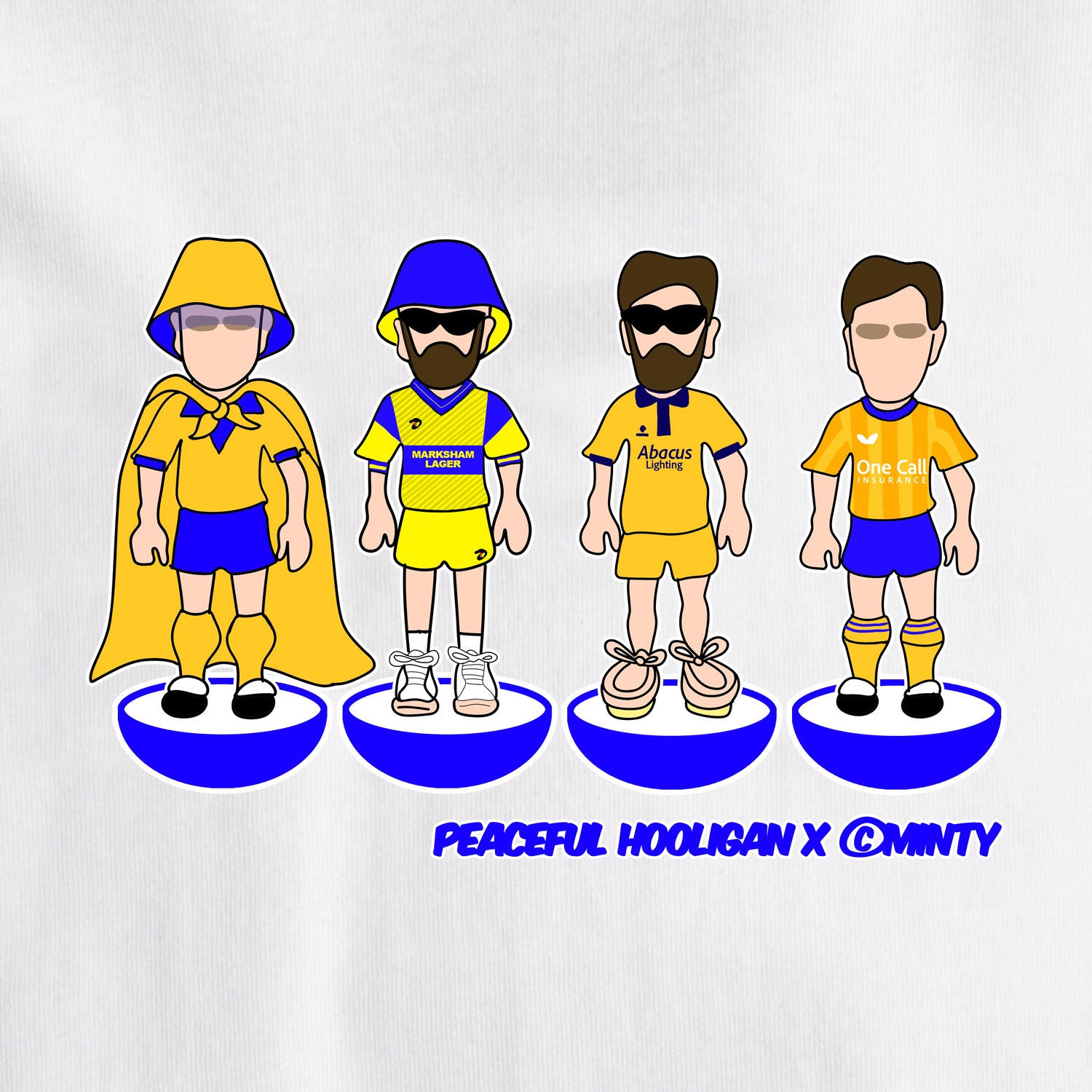 Mansfield Town Subbuteo T-Shirt White - Peaceful Hooligan