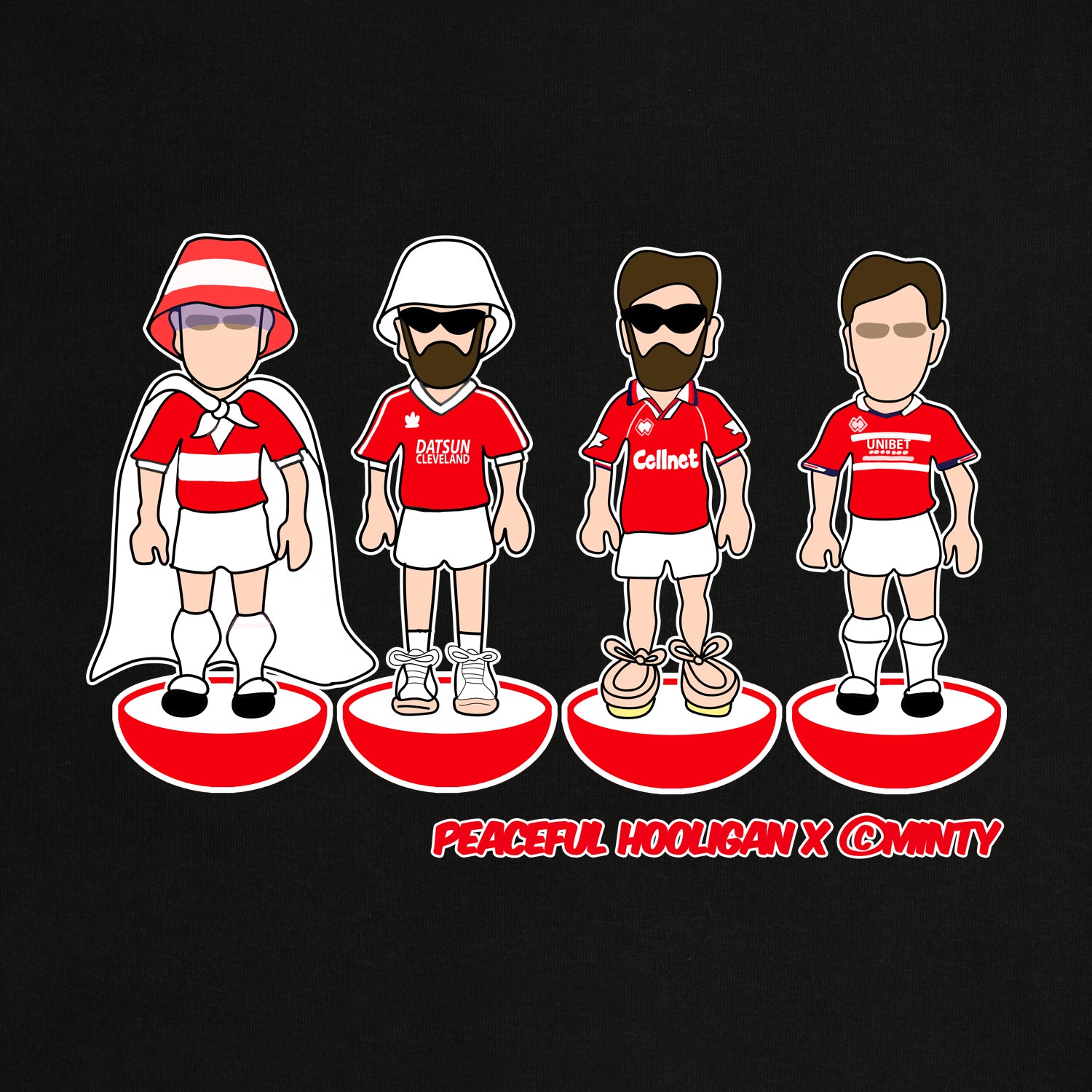 Middlesbrough Subbuteo T-Shirt Black - Peaceful Hooligan