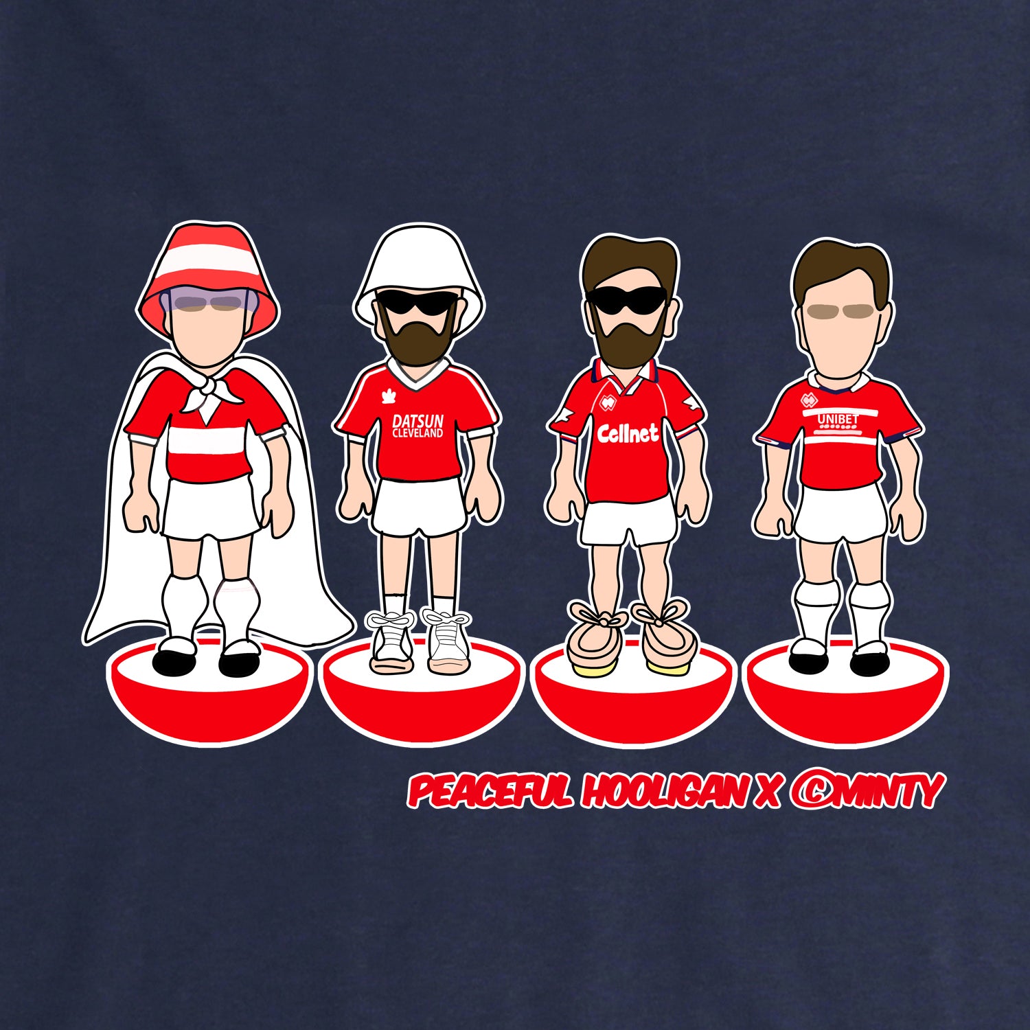 Middlesbrough Subbuteo T-Shirt Navy - Peaceful Hooligan
