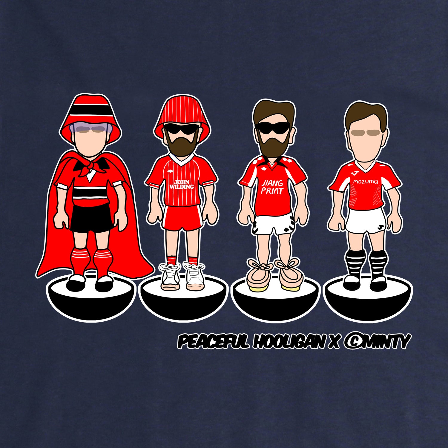 Morecambe Subbuteo Hoodie Navy - Peaceful Hooligan