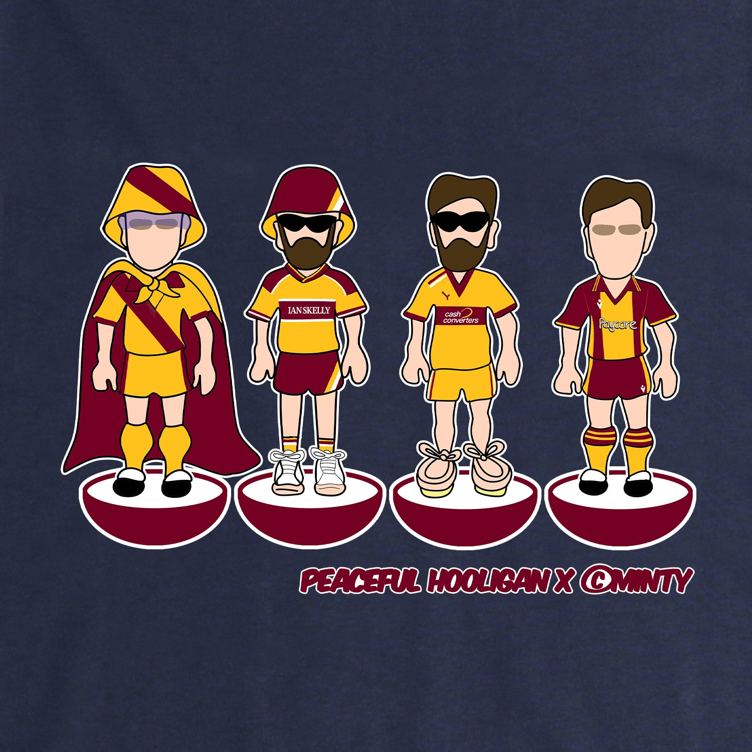 Motherwell Subbuteo T-Shirt Navy - Peaceful Hooligan