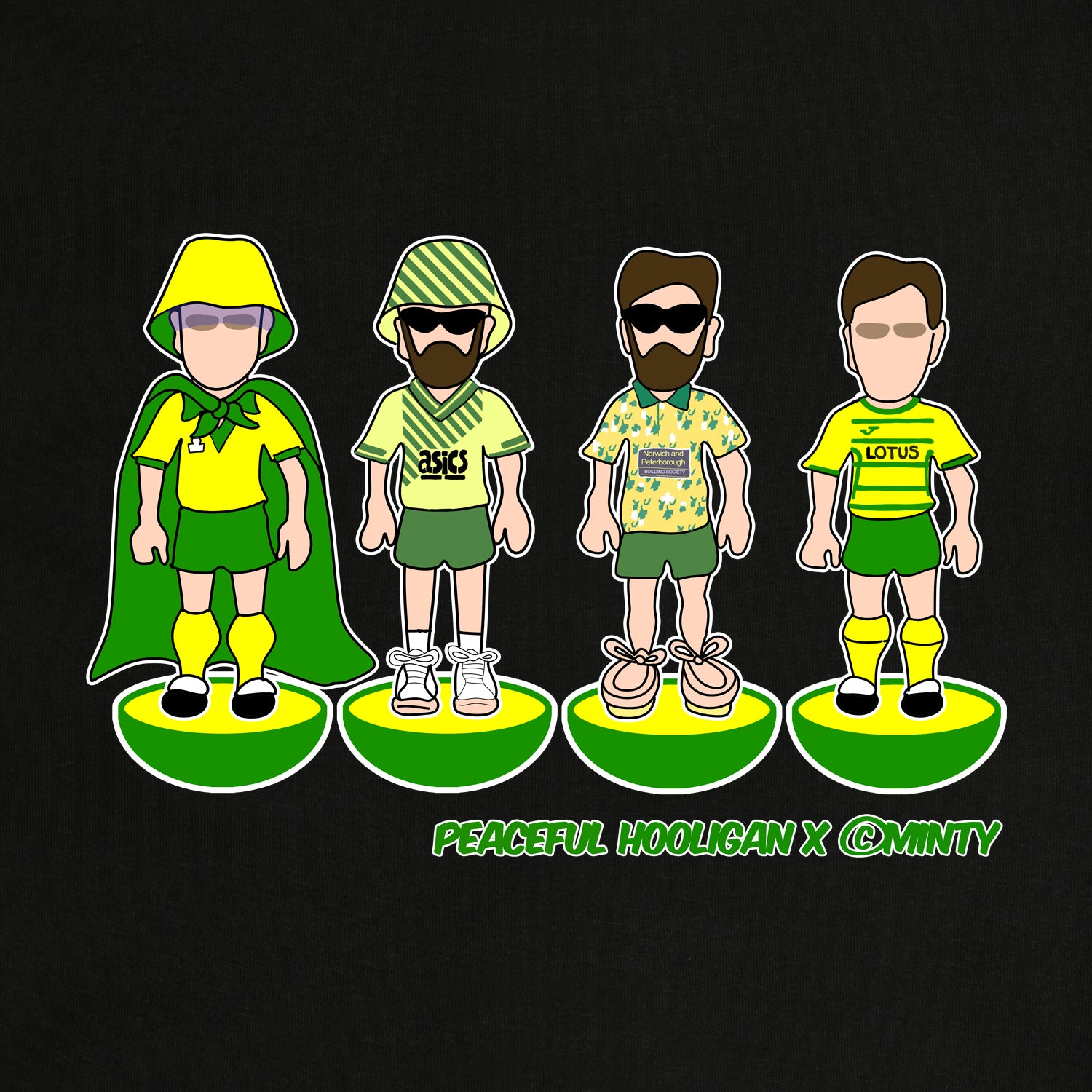 Norwich Subbuteo Hoodie Black - Peaceful Hooligan