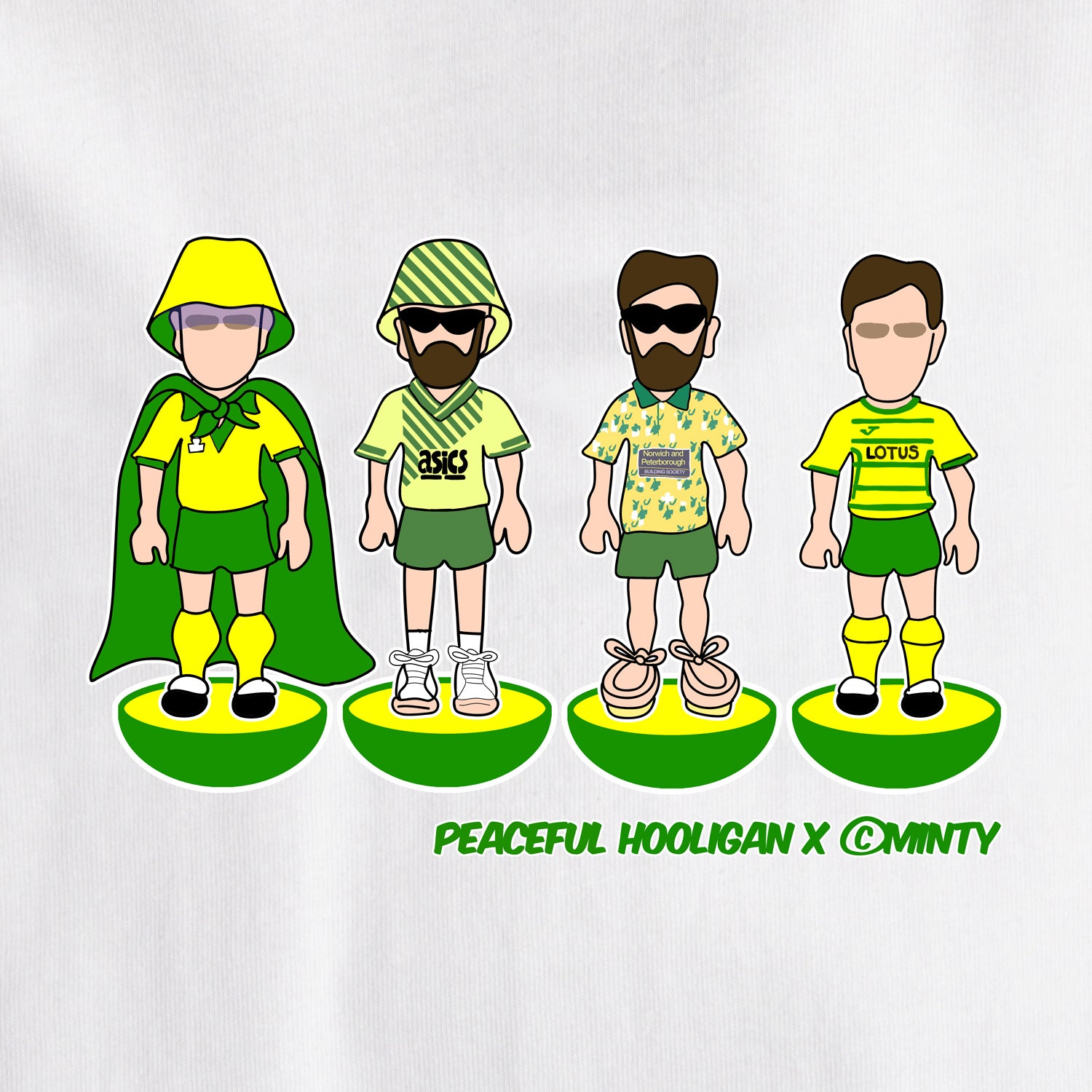 Norwich Subbuteo T-Shirt White - Peaceful Hooligan