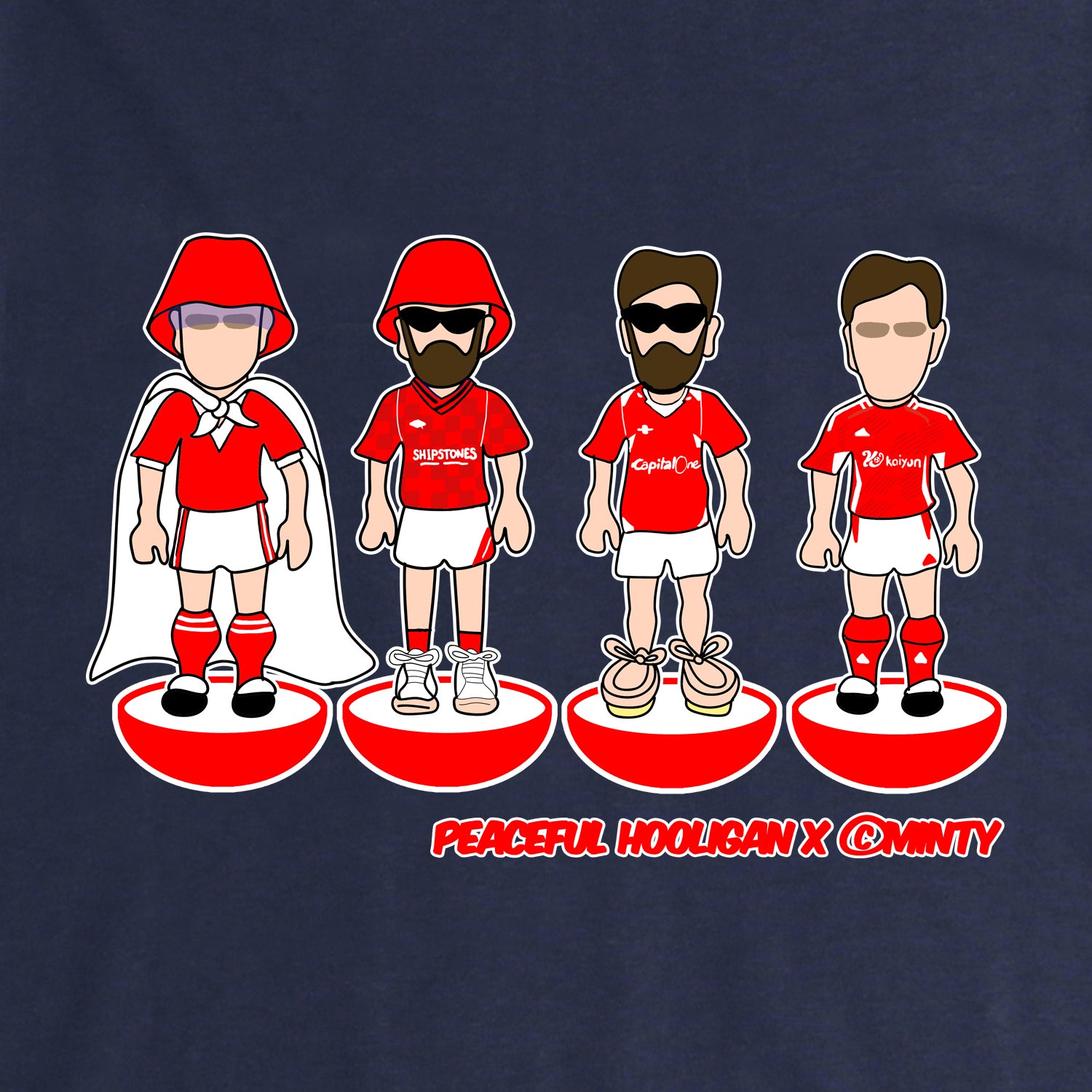 Nottingham Subbuteo Hoodie Navy - Peaceful Hooligan