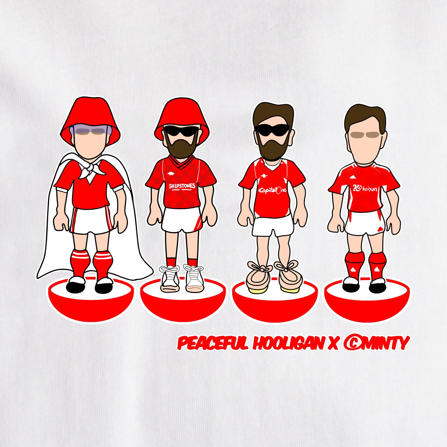 Nottingham Subbuteo T-Shirt White - Peaceful Hooligan