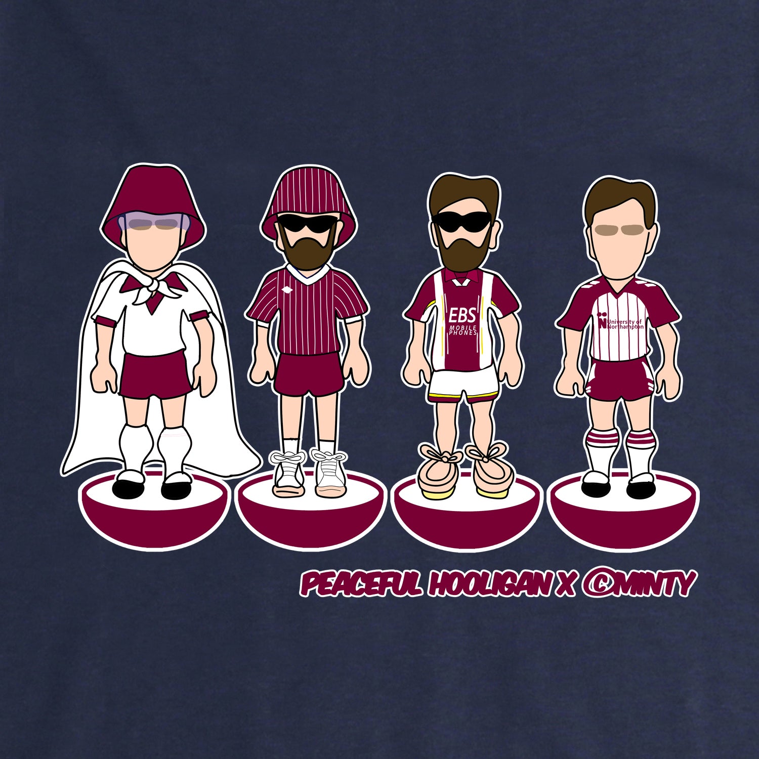 Northampton Subbuteo Hoodie Navy - Peaceful Hooligan