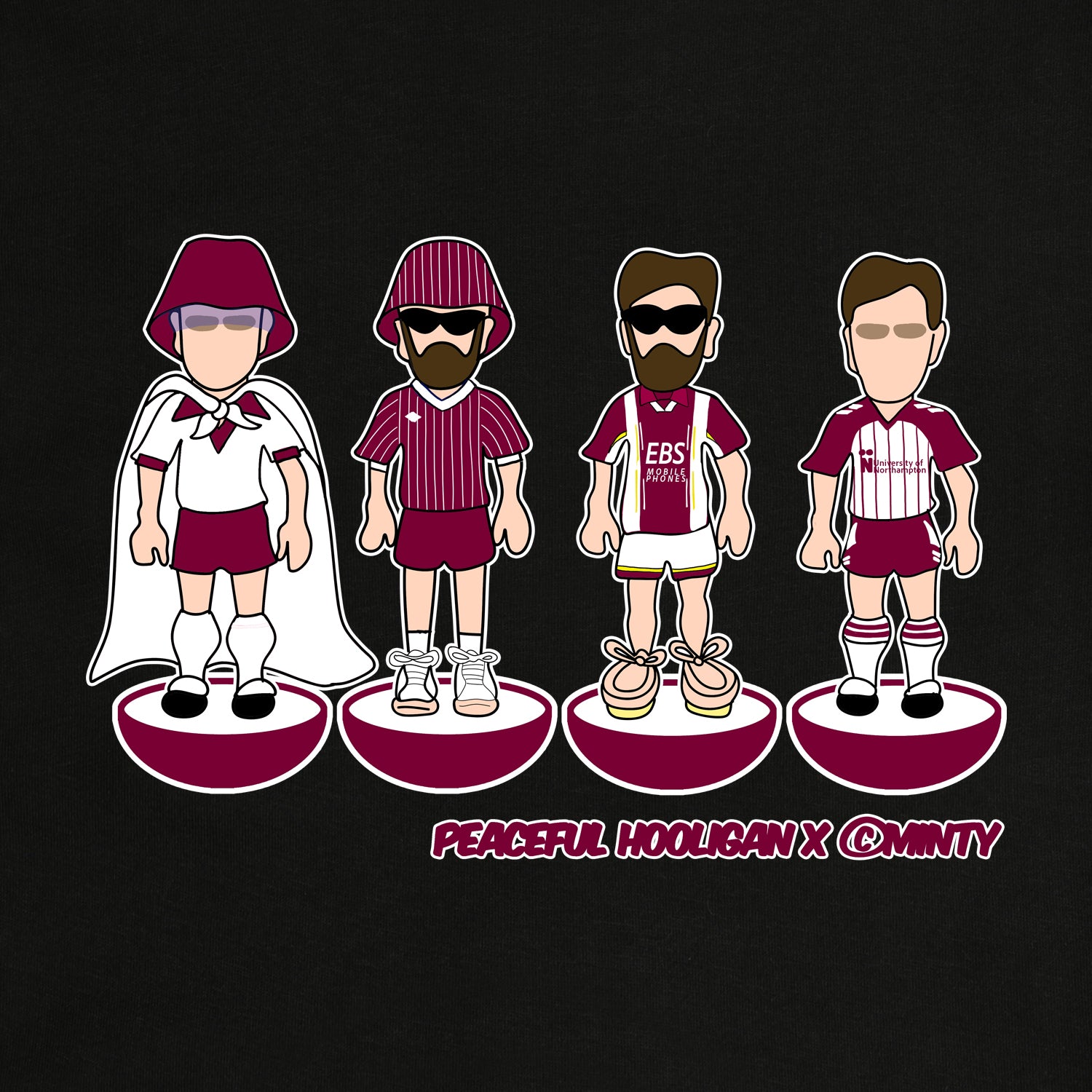 Northampton Subbuteo T-Shirt Black - Peaceful Hooligan