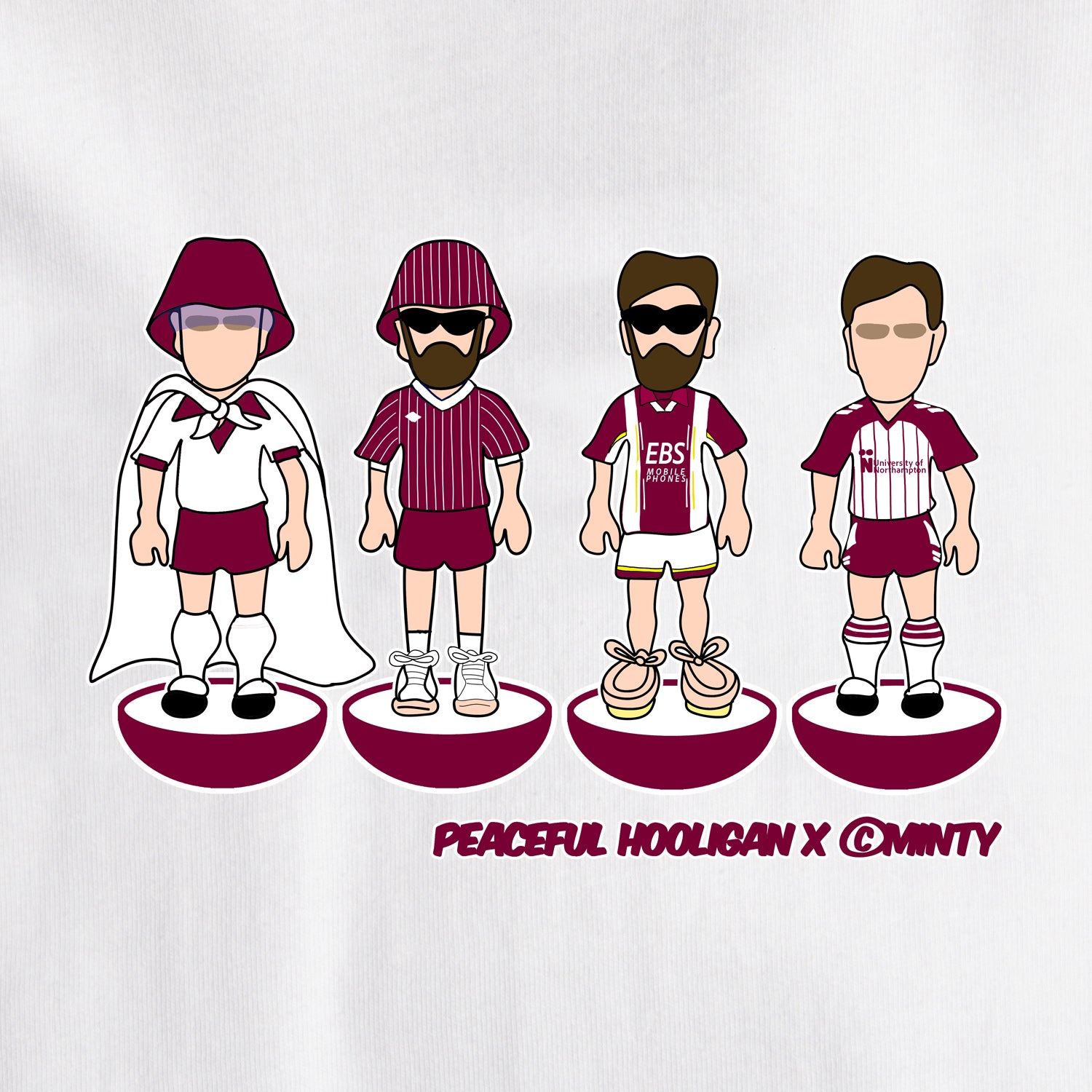 Northampton Subbuteo T-Shirt White - Peaceful Hooligan