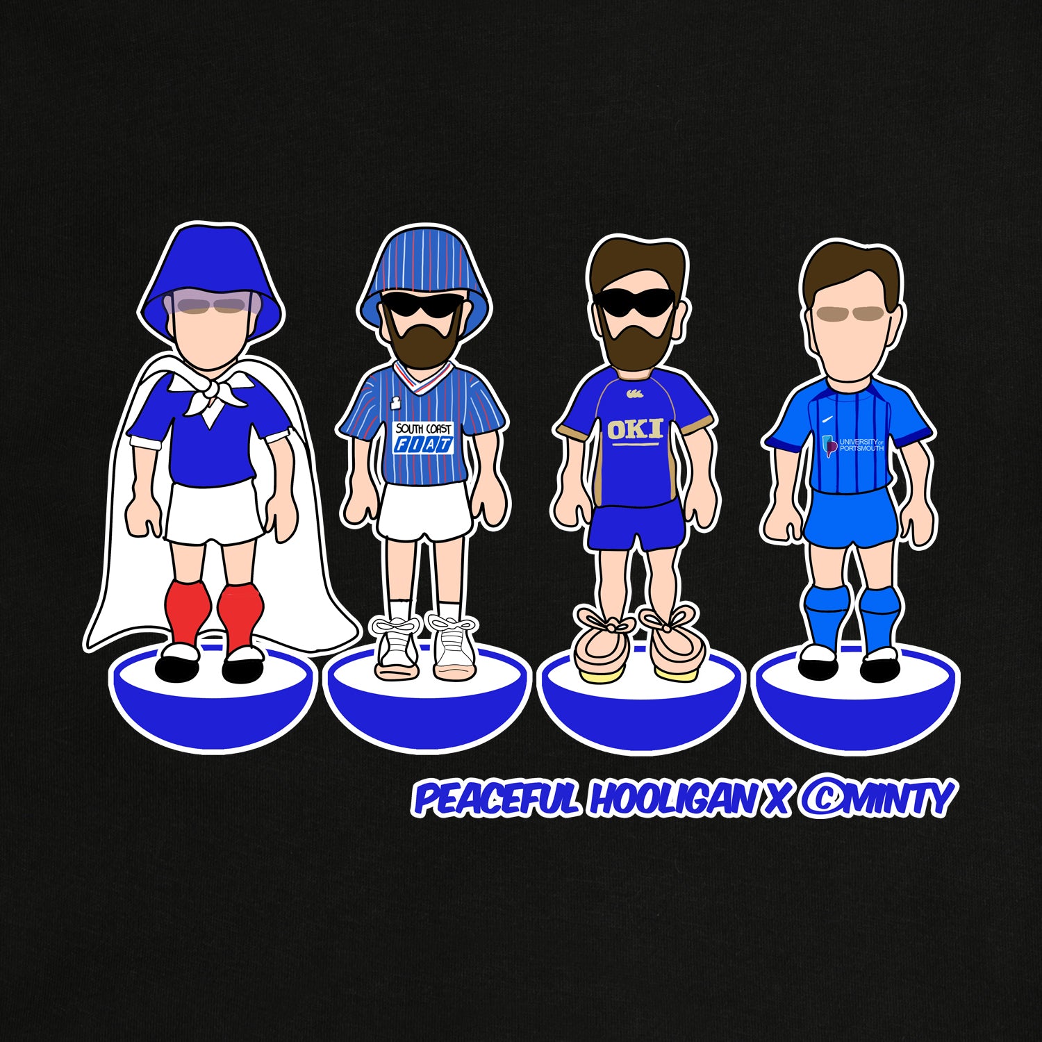 Portsmouth Subbuteo T-Shirt Black - Peaceful Hooligan
