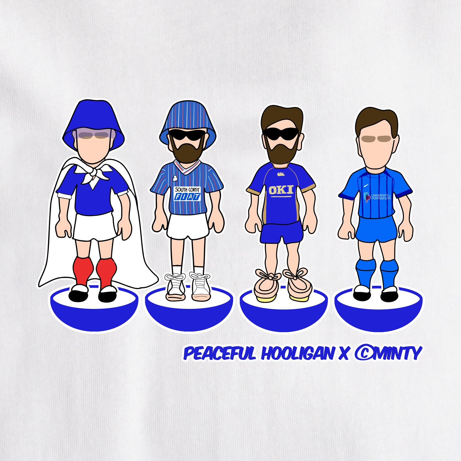 Portsmouth Subbuteo T-Shirt White - Peaceful Hooligan