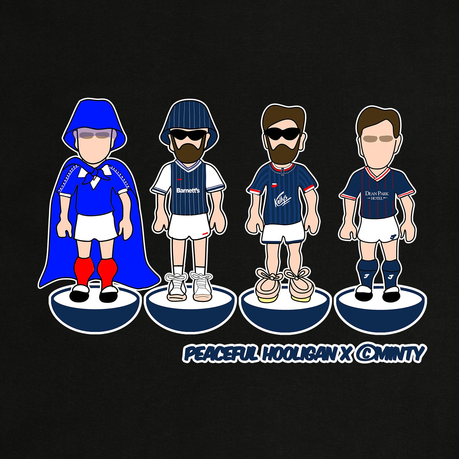 Raith Rovers Subbuteo T-Shirt Black - Peaceful Hooligan