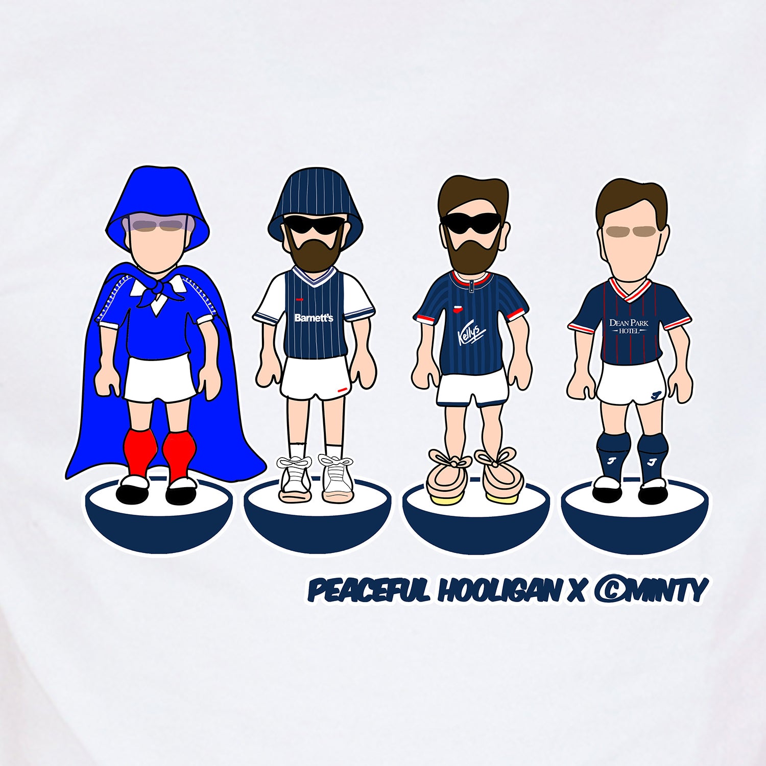 Raith Rovers Subbuteo T-Shirt White - Peaceful Hooligan