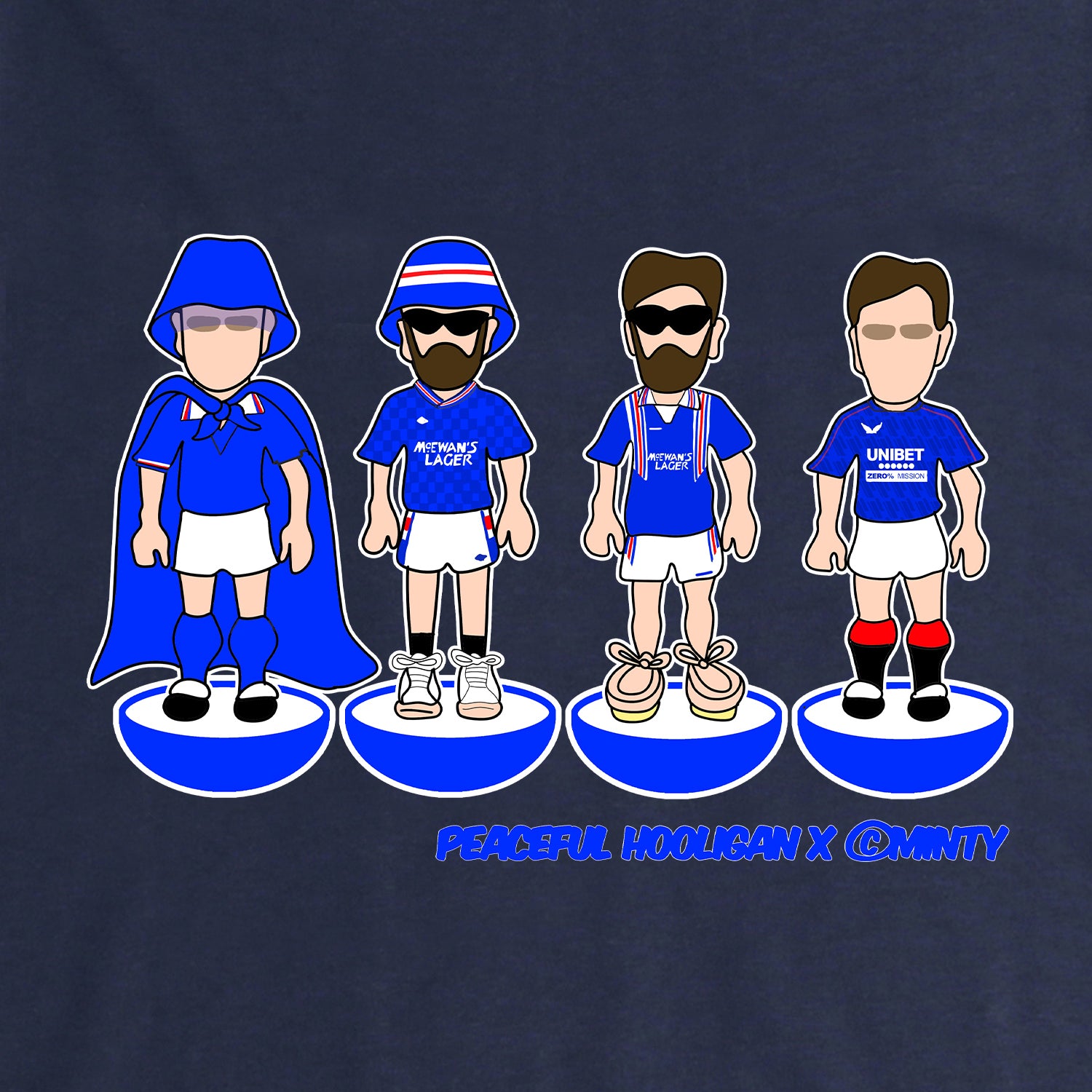 Rangers FC Subbuteo Sweatshirt Navy - Peaceful Hooligan