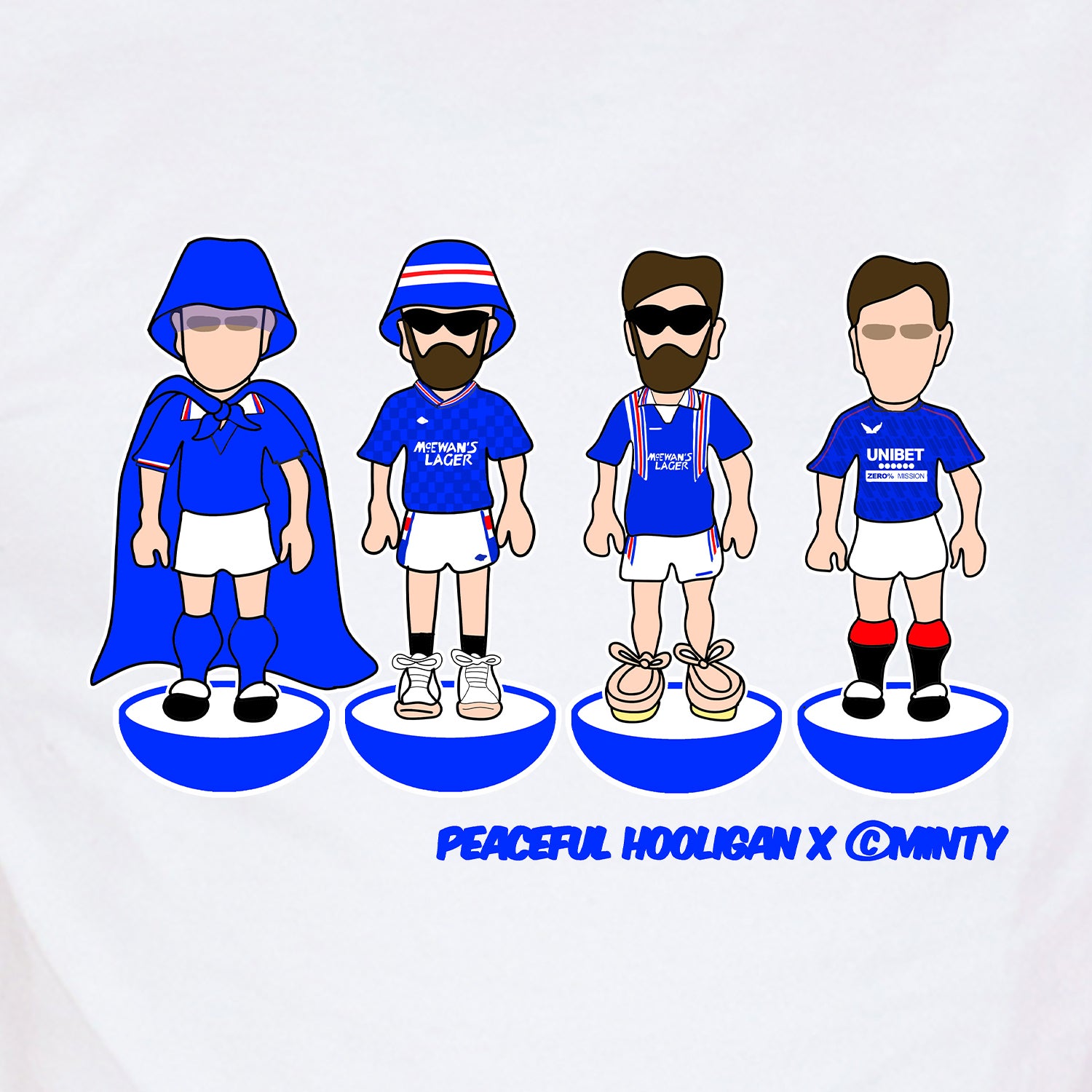 Rangers FC Subbuteo T-Shirt White - Peaceful Hooligan