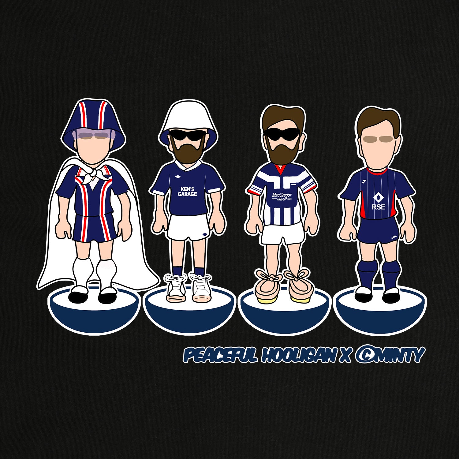 Ross County Subbuteo T-Shirt Black - Peaceful Hooligan