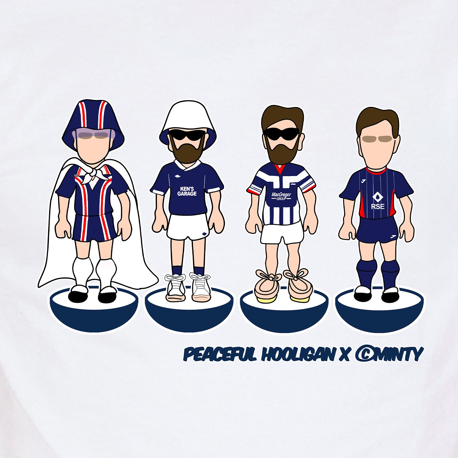 Ross County Subbuteo T-Shirt White - Peaceful Hooligan