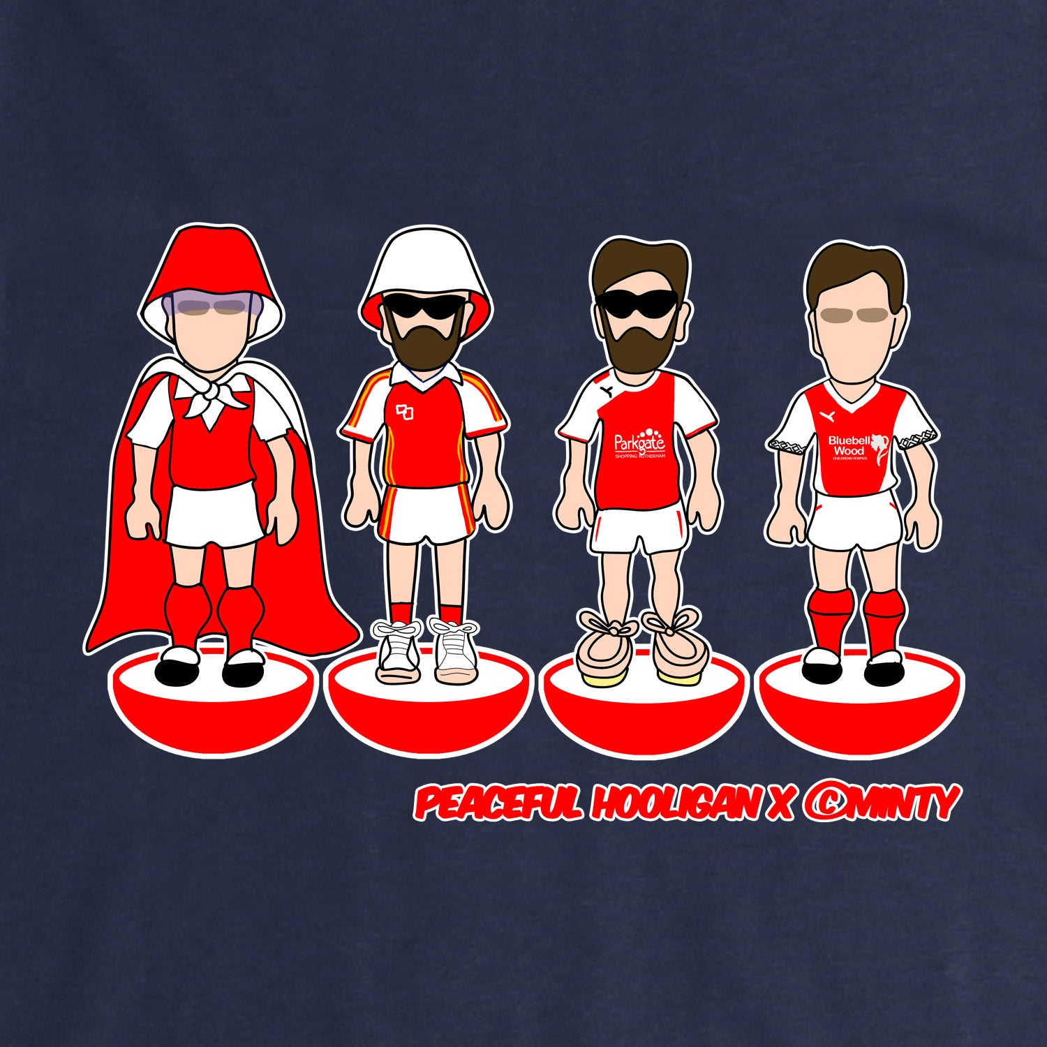 Rotherham United Subbuteo T-Shirt Navy - Peaceful Hooligan