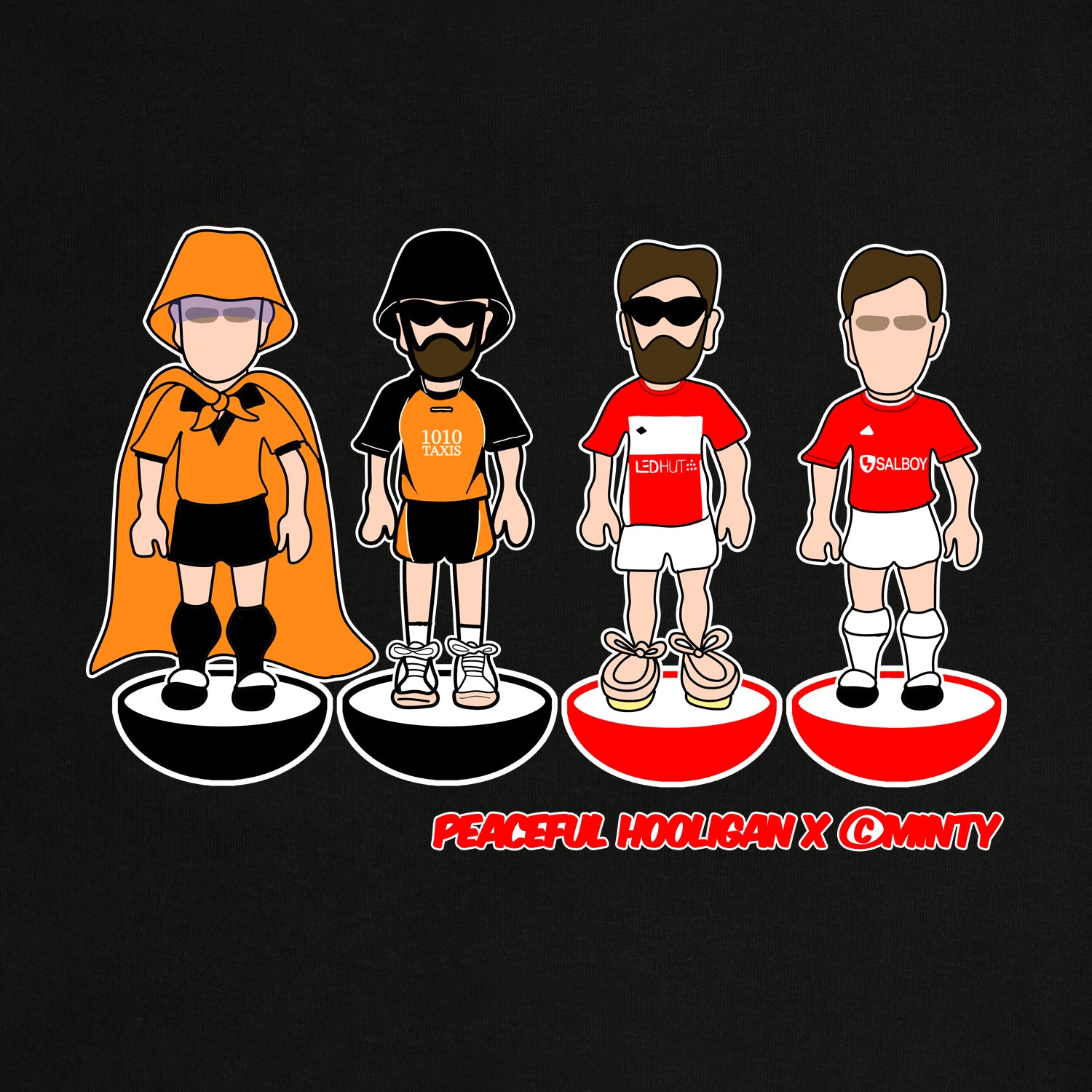 Salford Subbuteo T-Shirt Black - Peaceful Hooligan