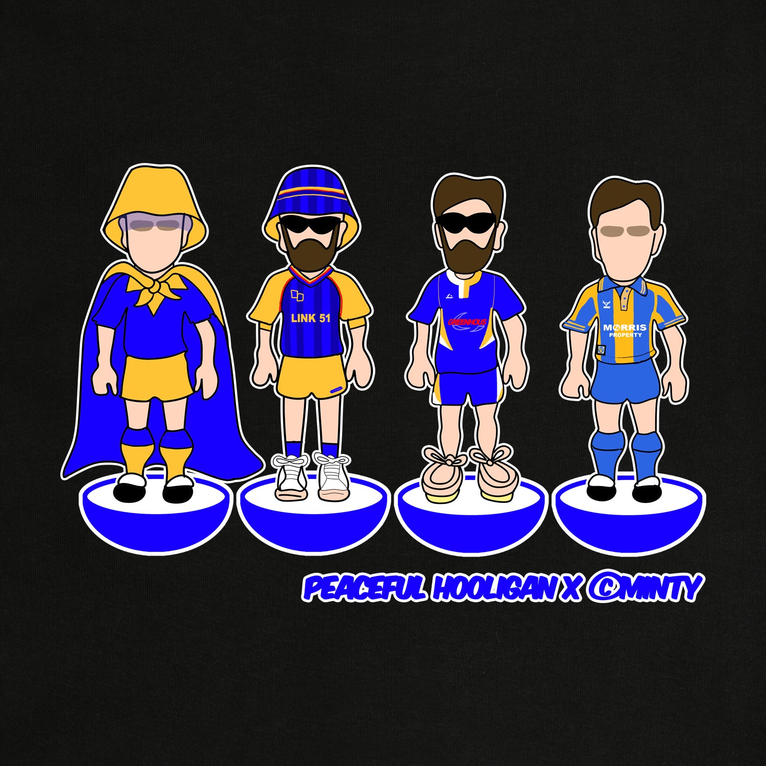 Shrewsbury Town Subbuteo Sweatshirt Black - Peaceful Hooligan