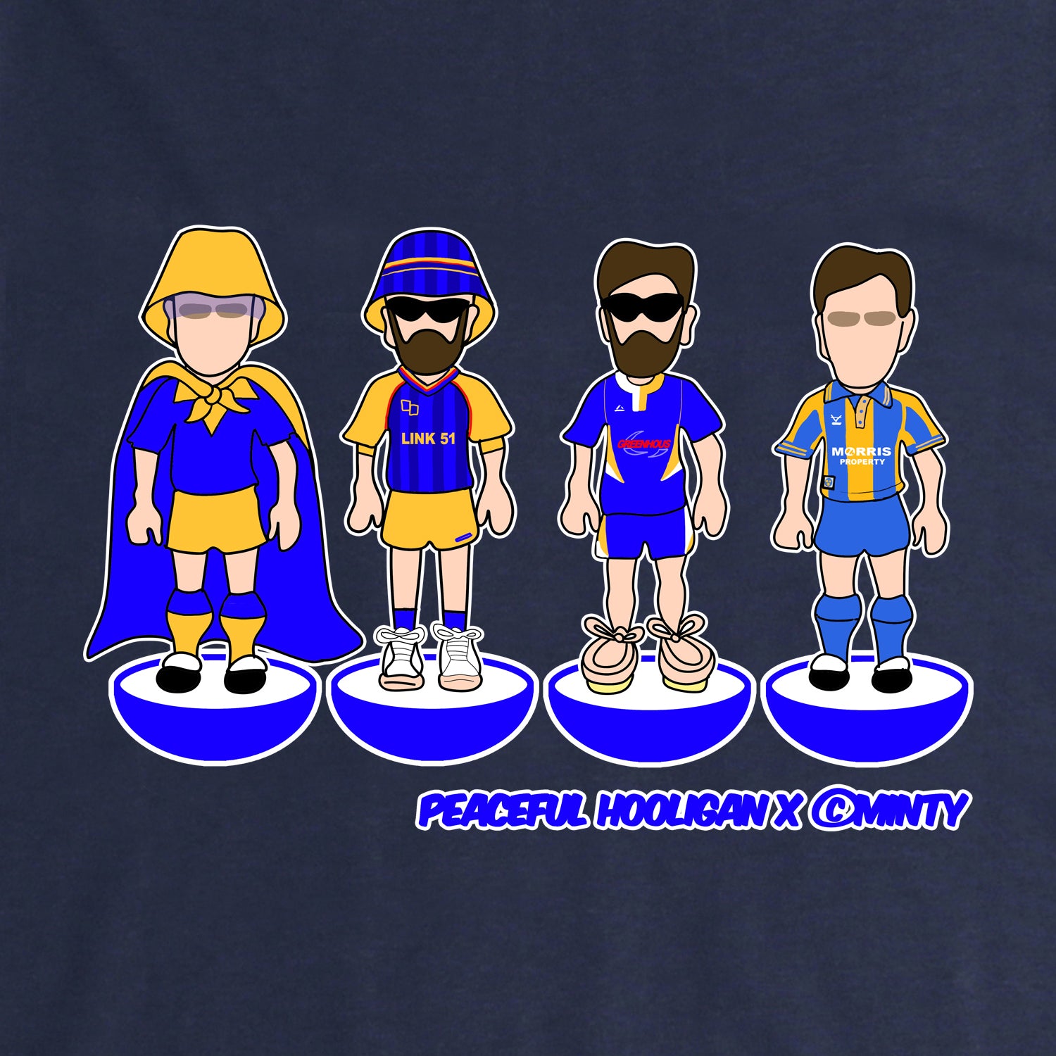 Shrewsbury Town Subbuteo Sweatshirt Navy - Peaceful Hooligan