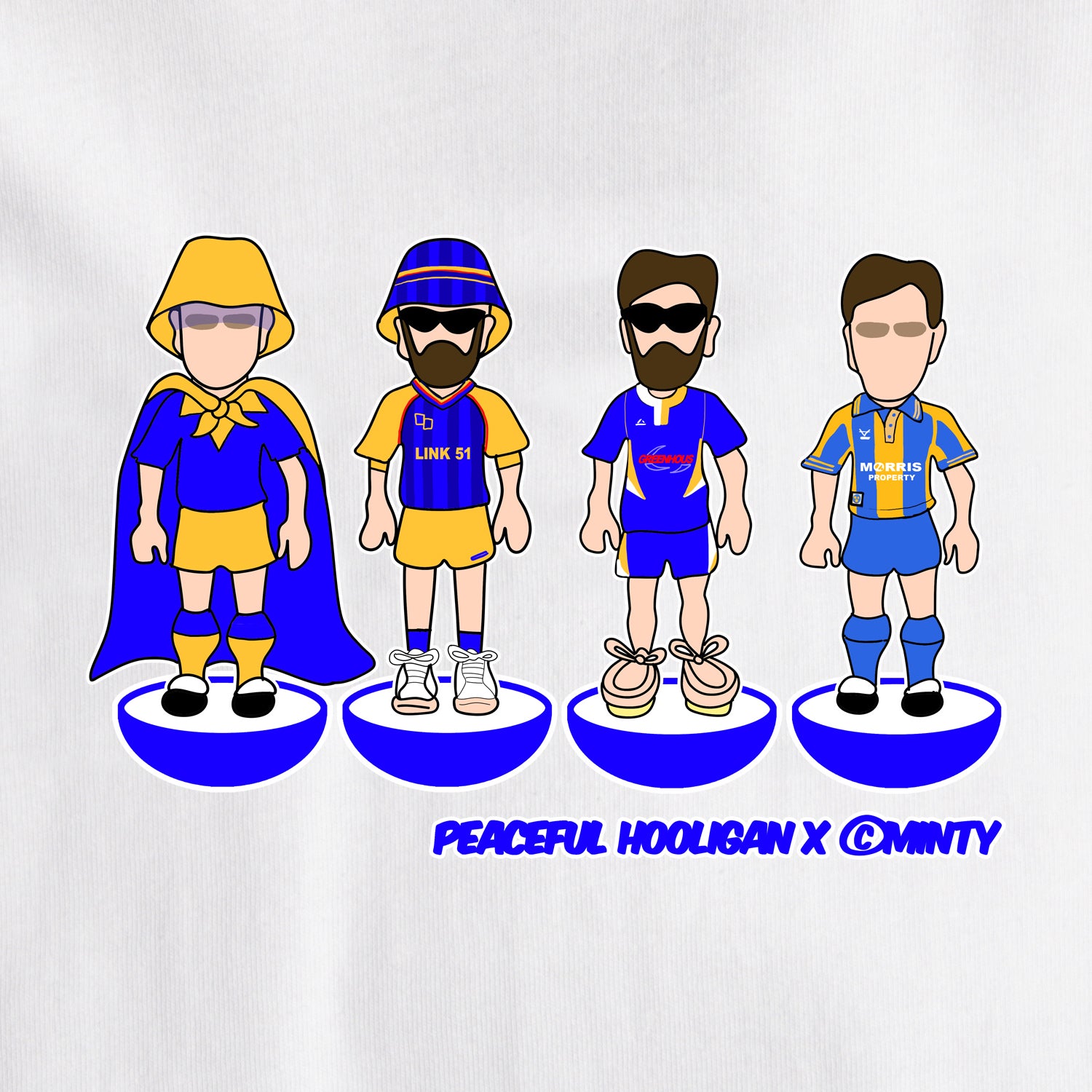 Shrewsbury Town Subbuteo T-Shirt White - Peaceful Hooligan