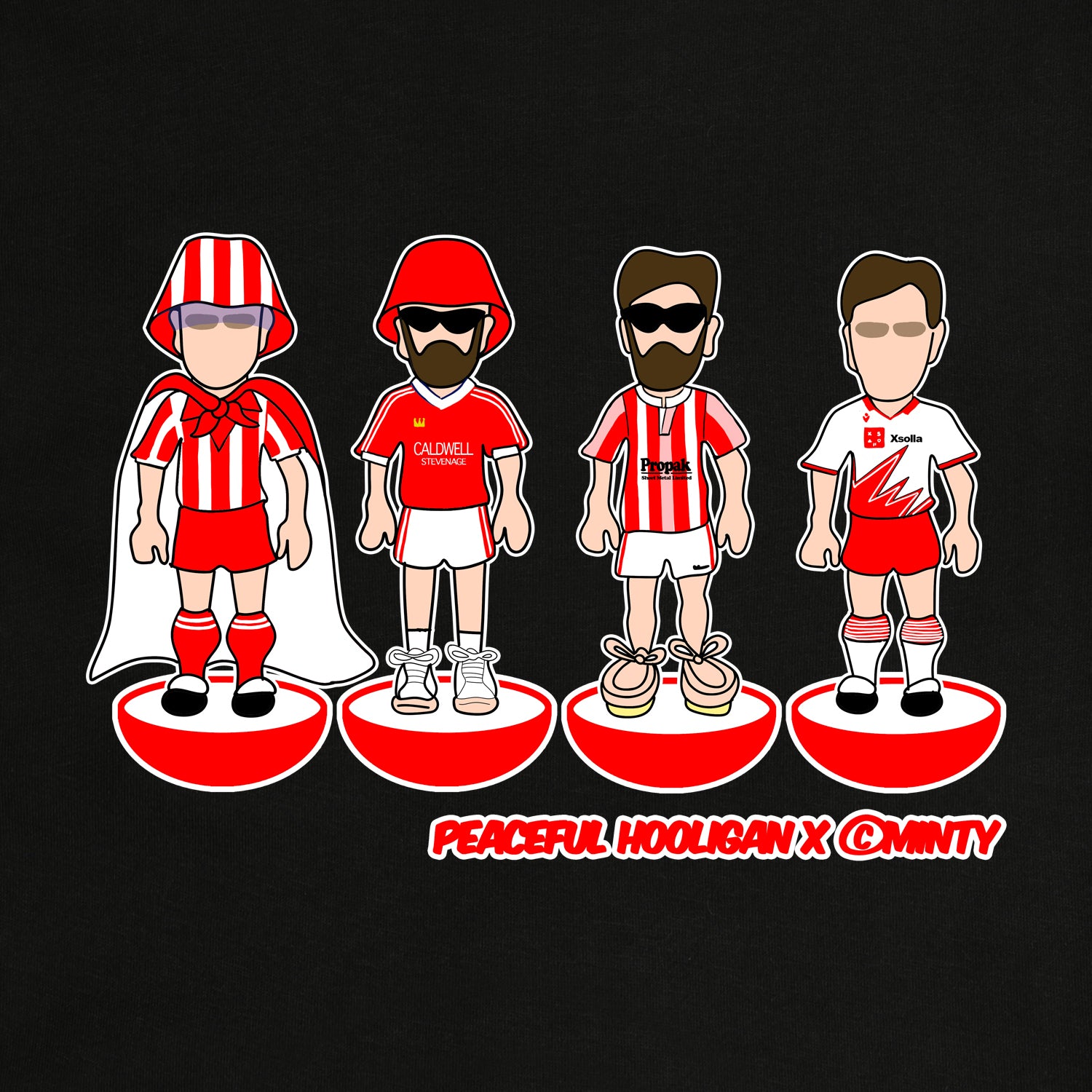 Stevenage Subbuteo T-Shirt Black - Peaceful Hooligan