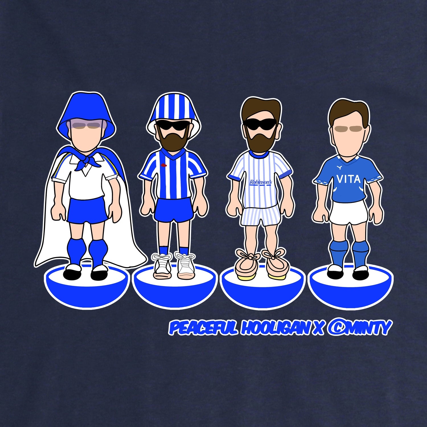 Stockport Subbuteo T-Shirt Navy - Peaceful Hooligan