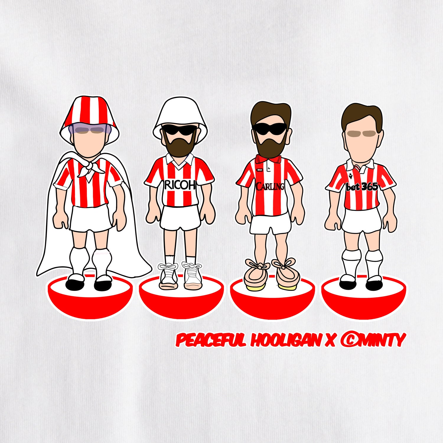 Stoke Subbuteo T-Shirt White - Peaceful Hooligan