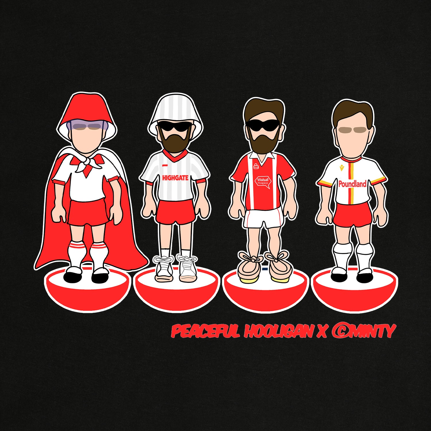 Walsall Subbuteo Hoodie Black - Peaceful Hooligan